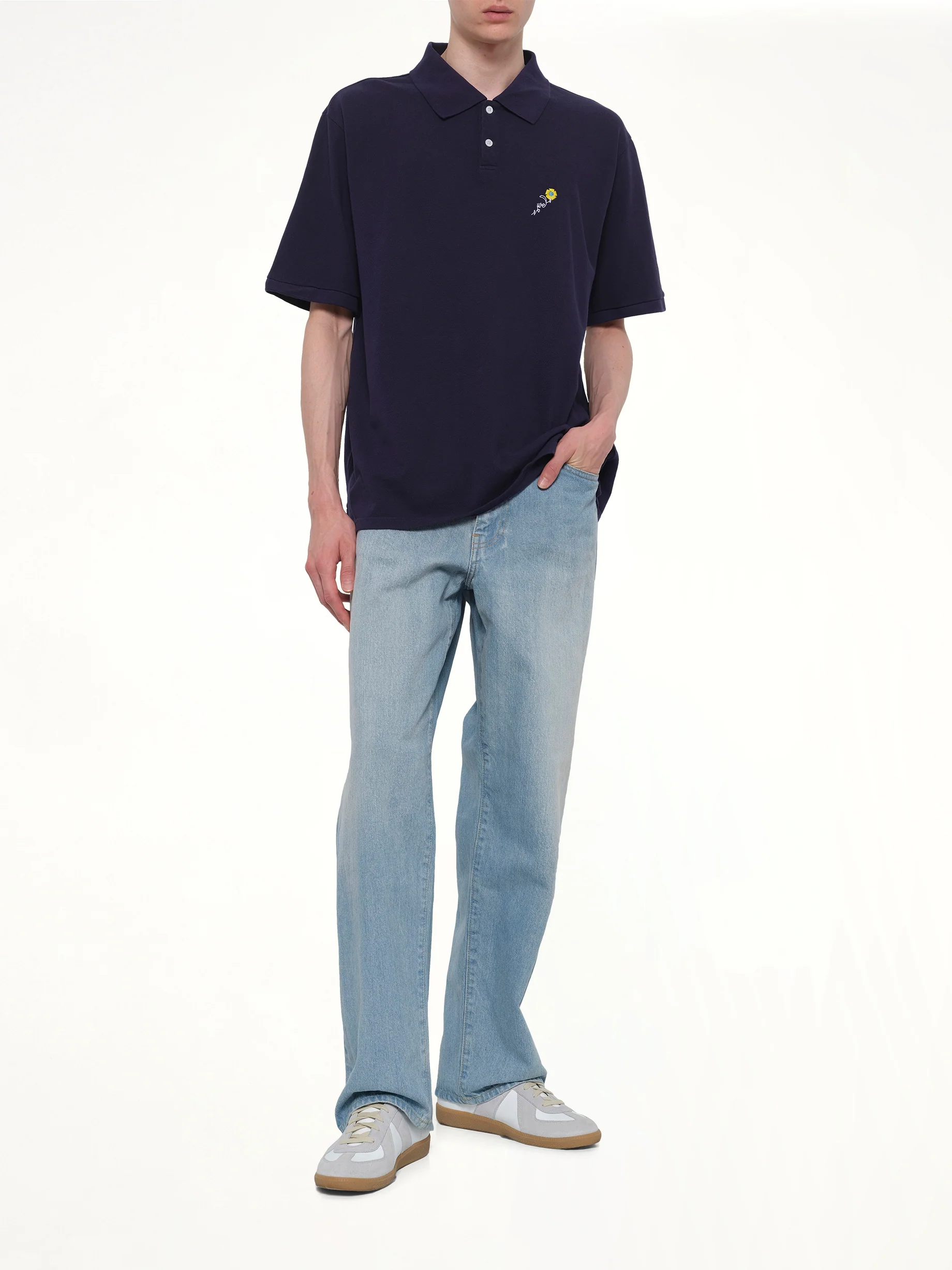 S/S Pique Polo in Navy - Image 4