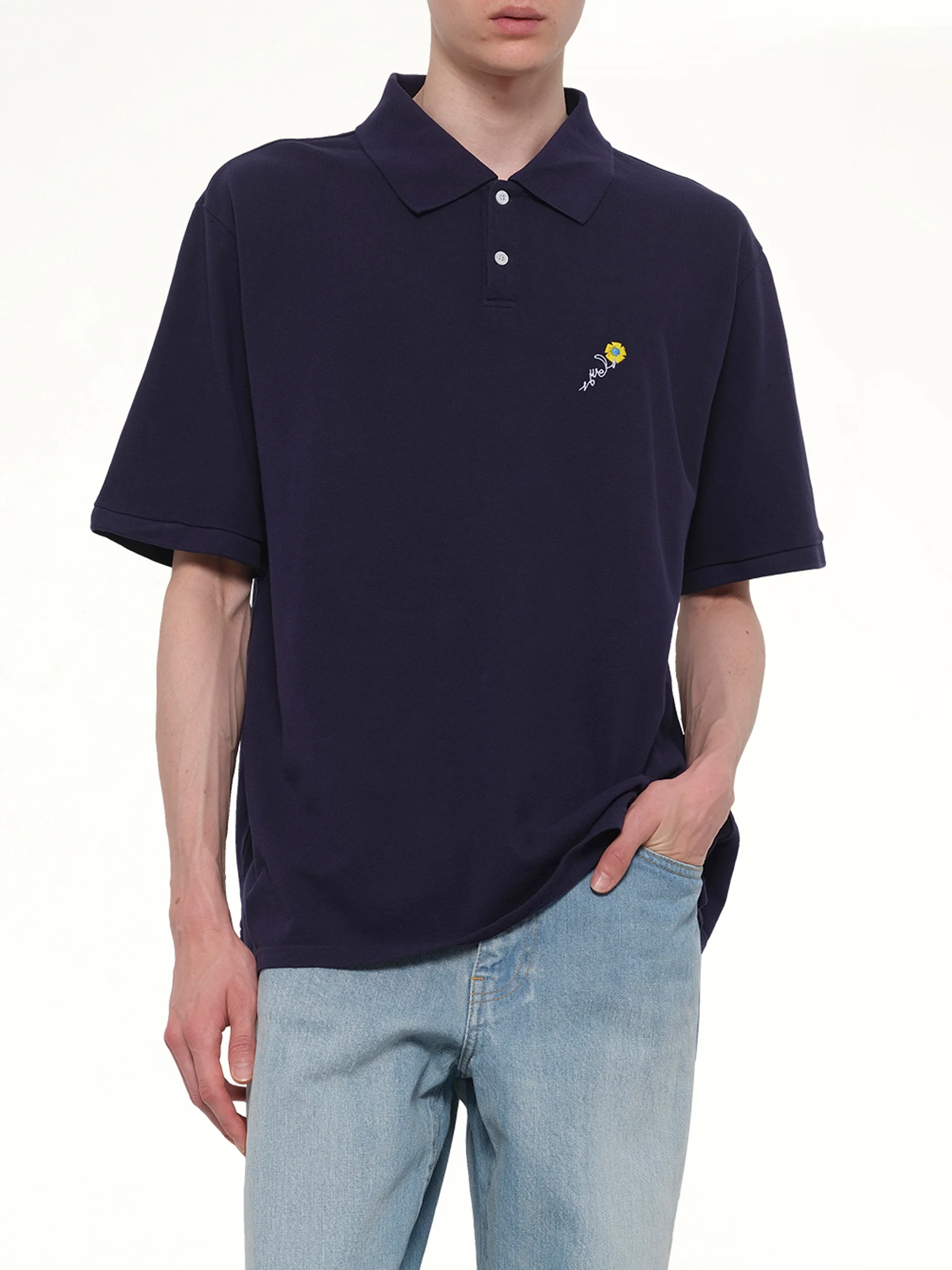 S/S Pique Polo in Navy - Image 6