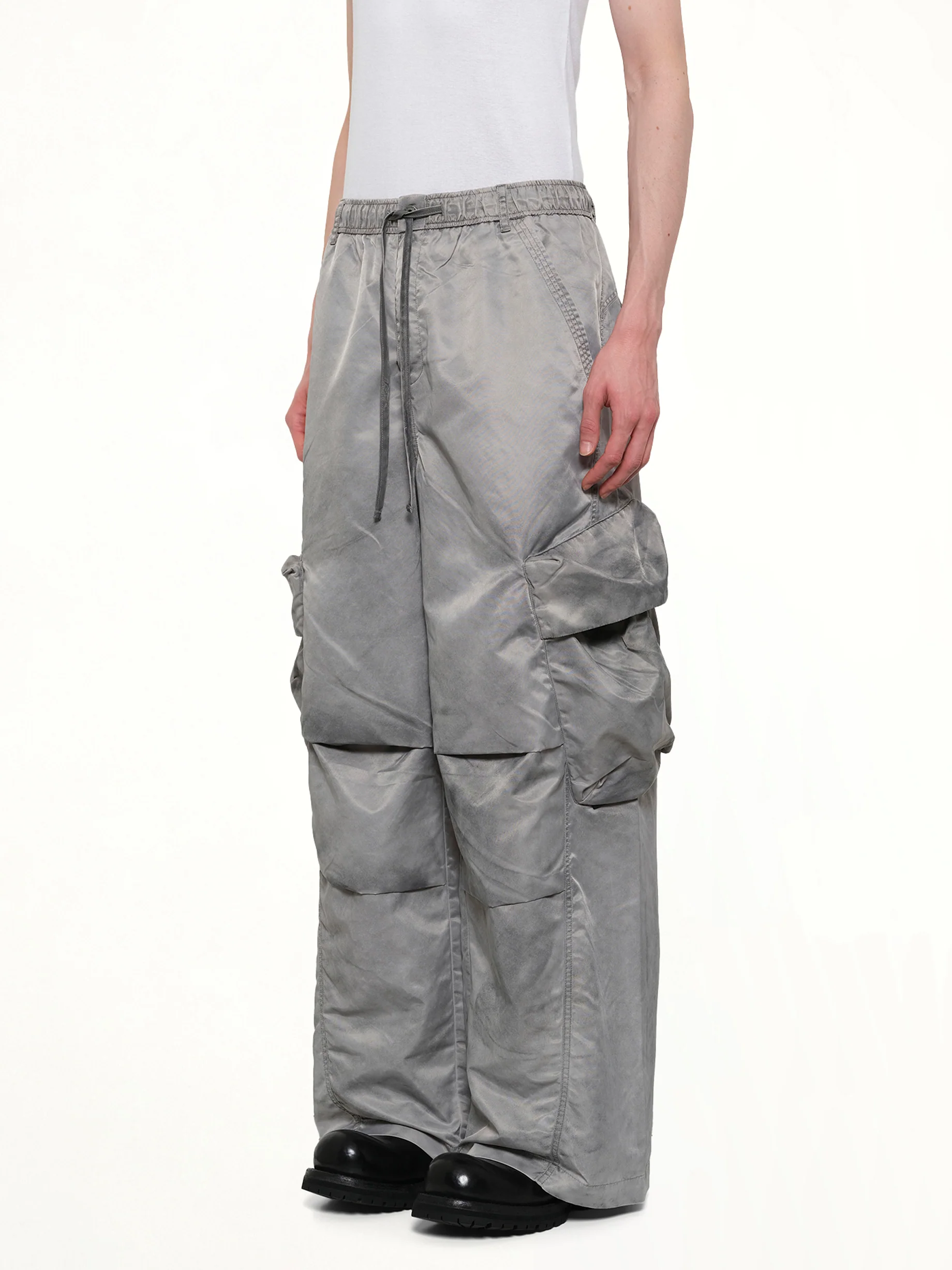 Sandwashed Nylon Cargos in Grey - Image 3