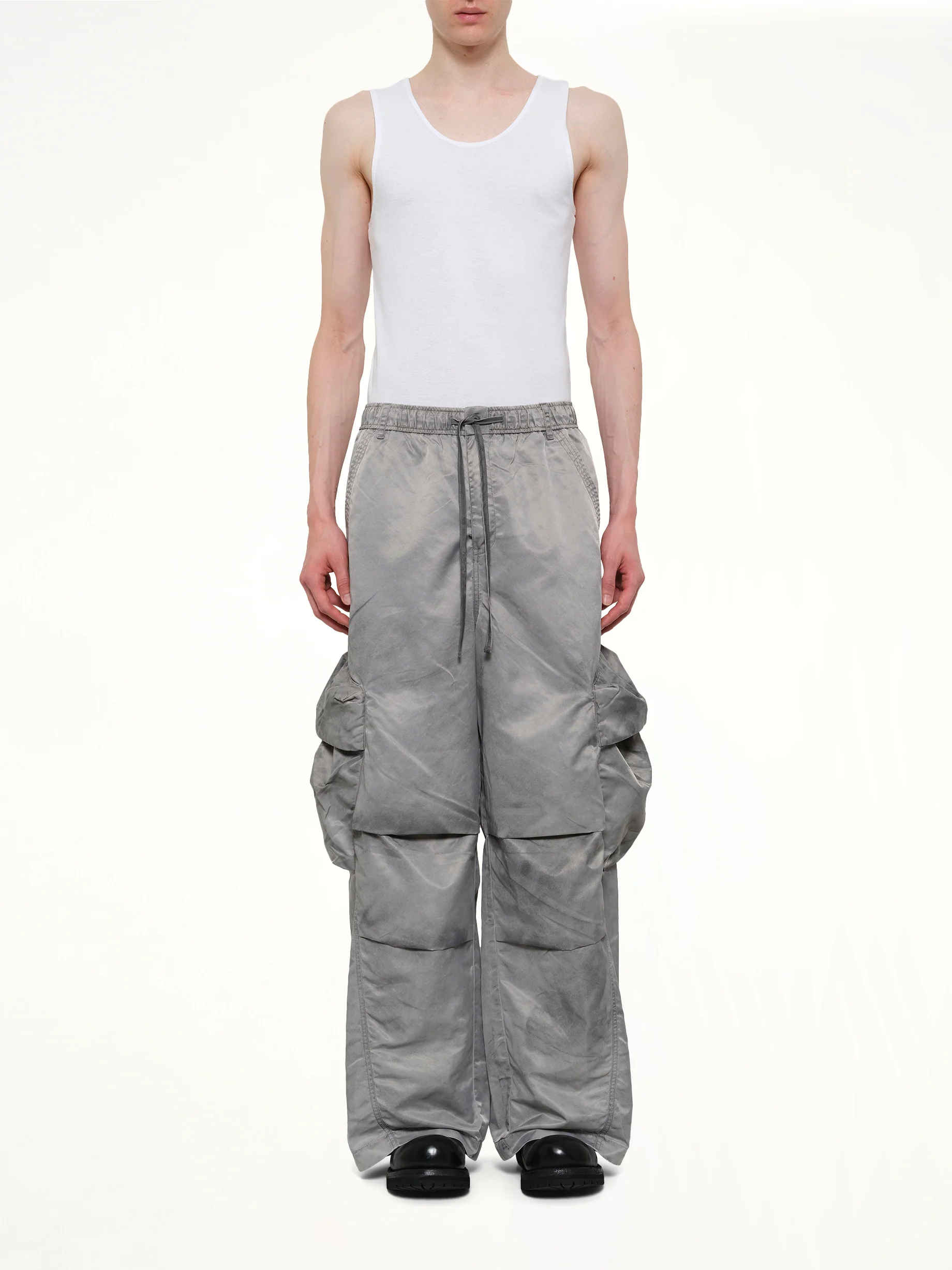 Sandwashed Nylon Cargos in Grey - Image 7