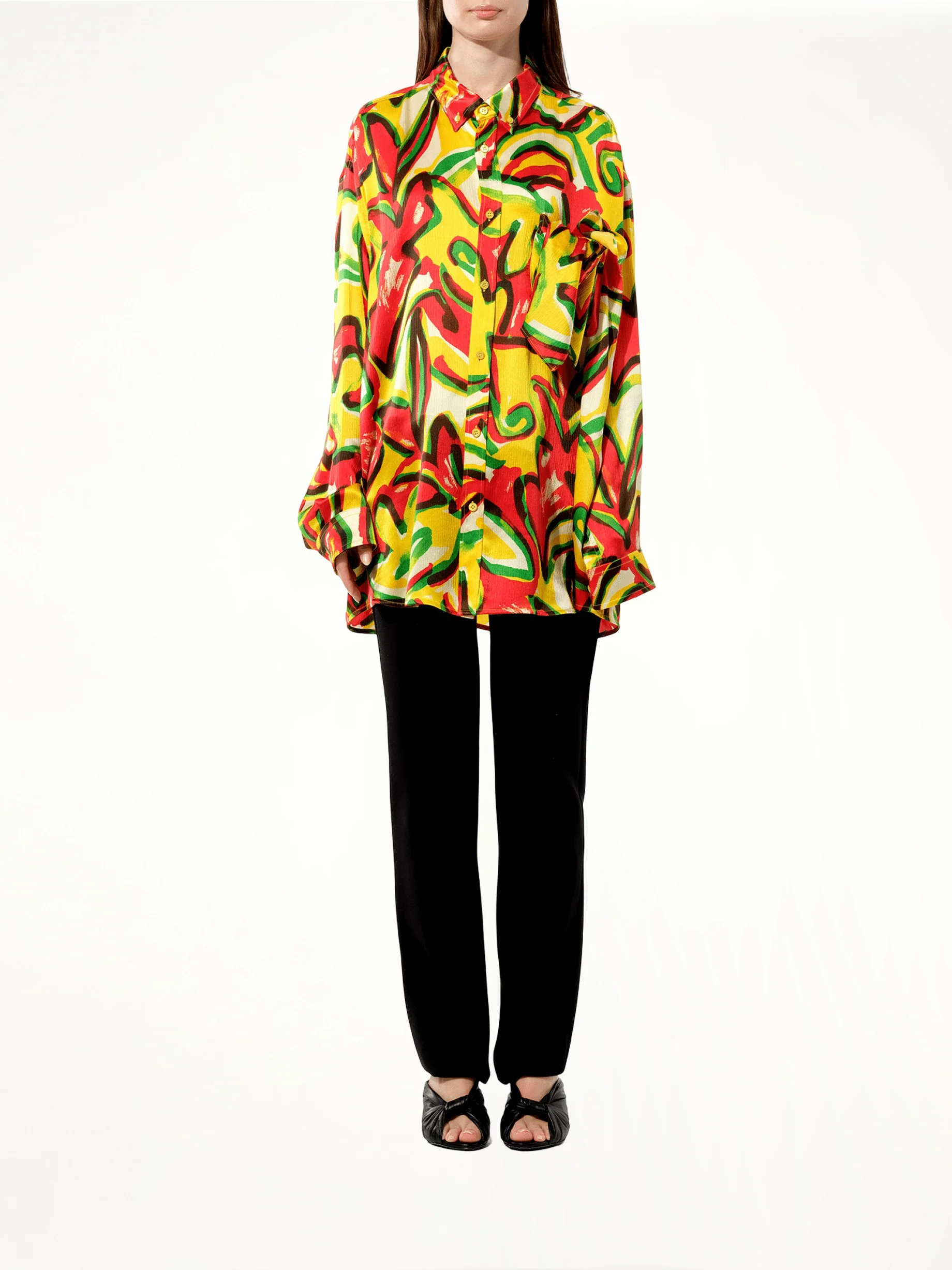 Scarf Flower Shirt in Red - Image 4