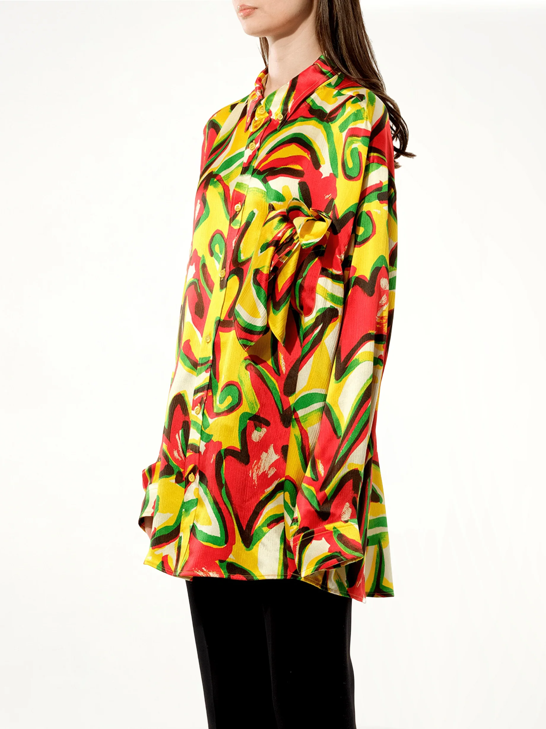 Scarf Flower Shirt in Red - Image 5