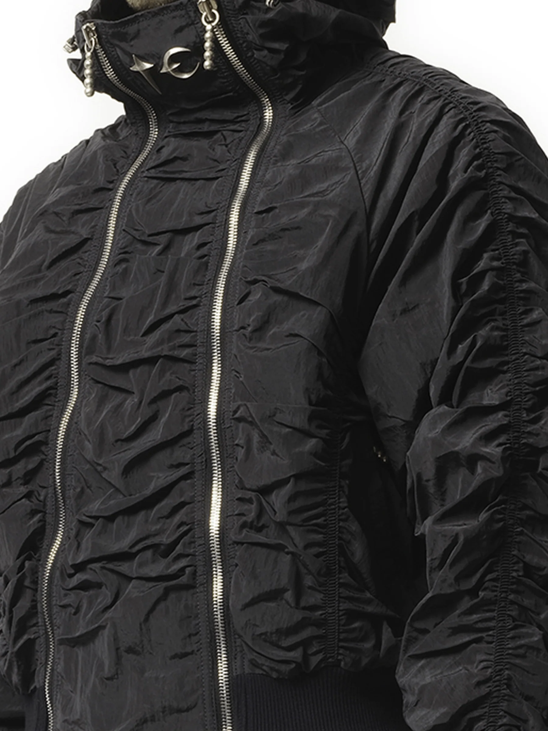 Scarred Double Flying Bio Jacket in Black - Image 3