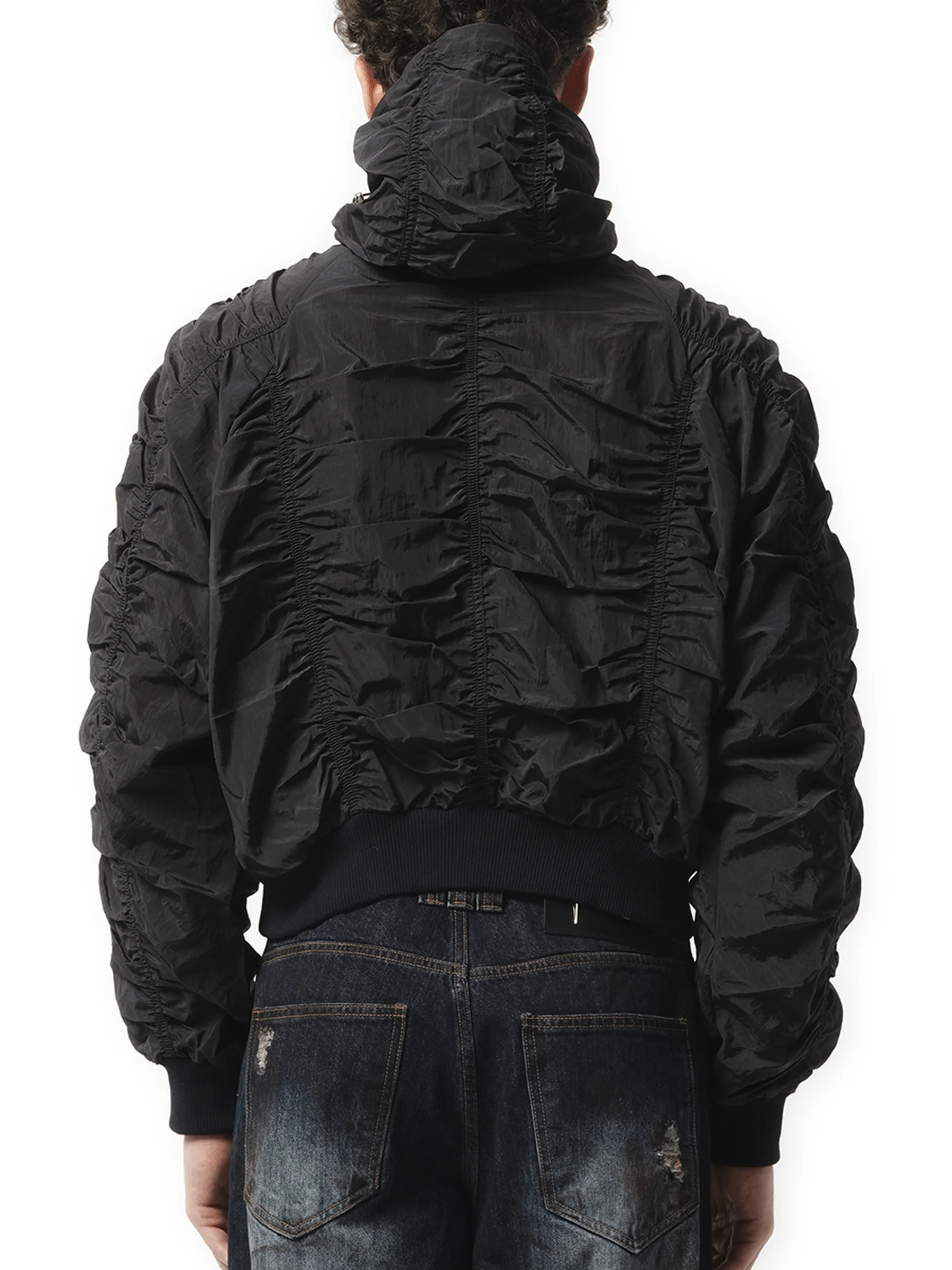 Scarred Double Flying Bio Jacket in Black - Image 6