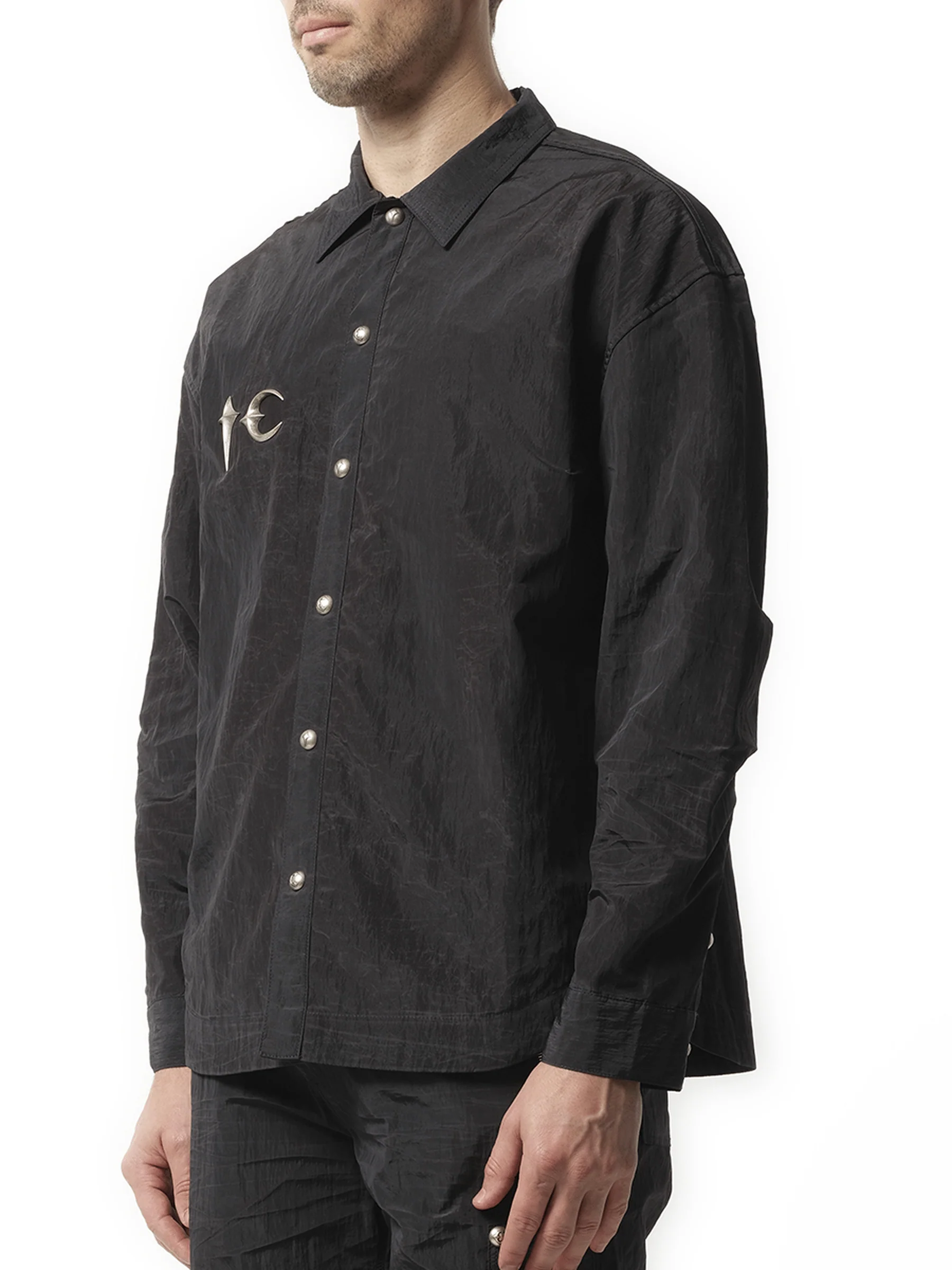 Scarred Officer Shirt in Black - Image 5