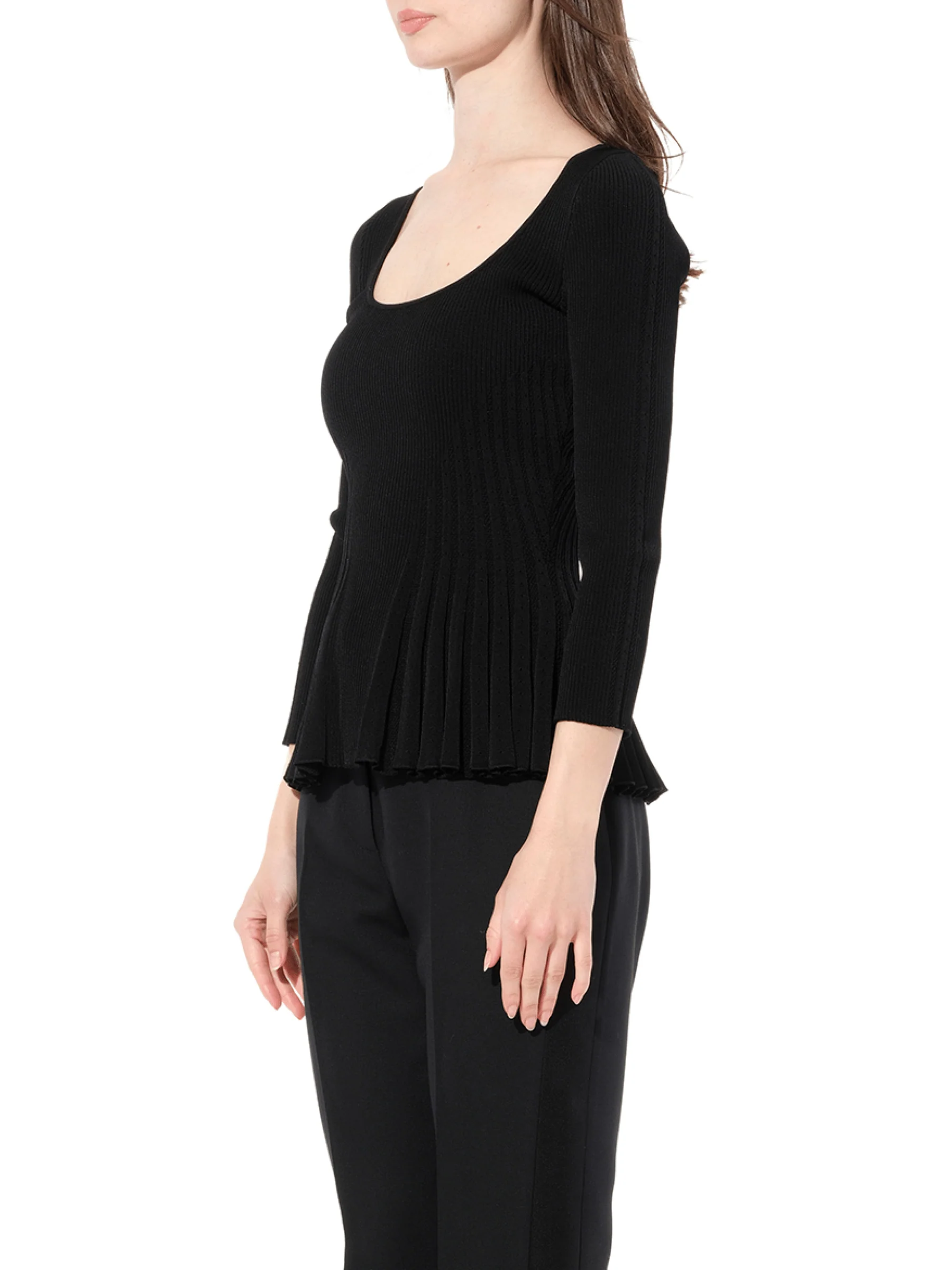 Scoop Pleated Knitwear in Black - Image 5