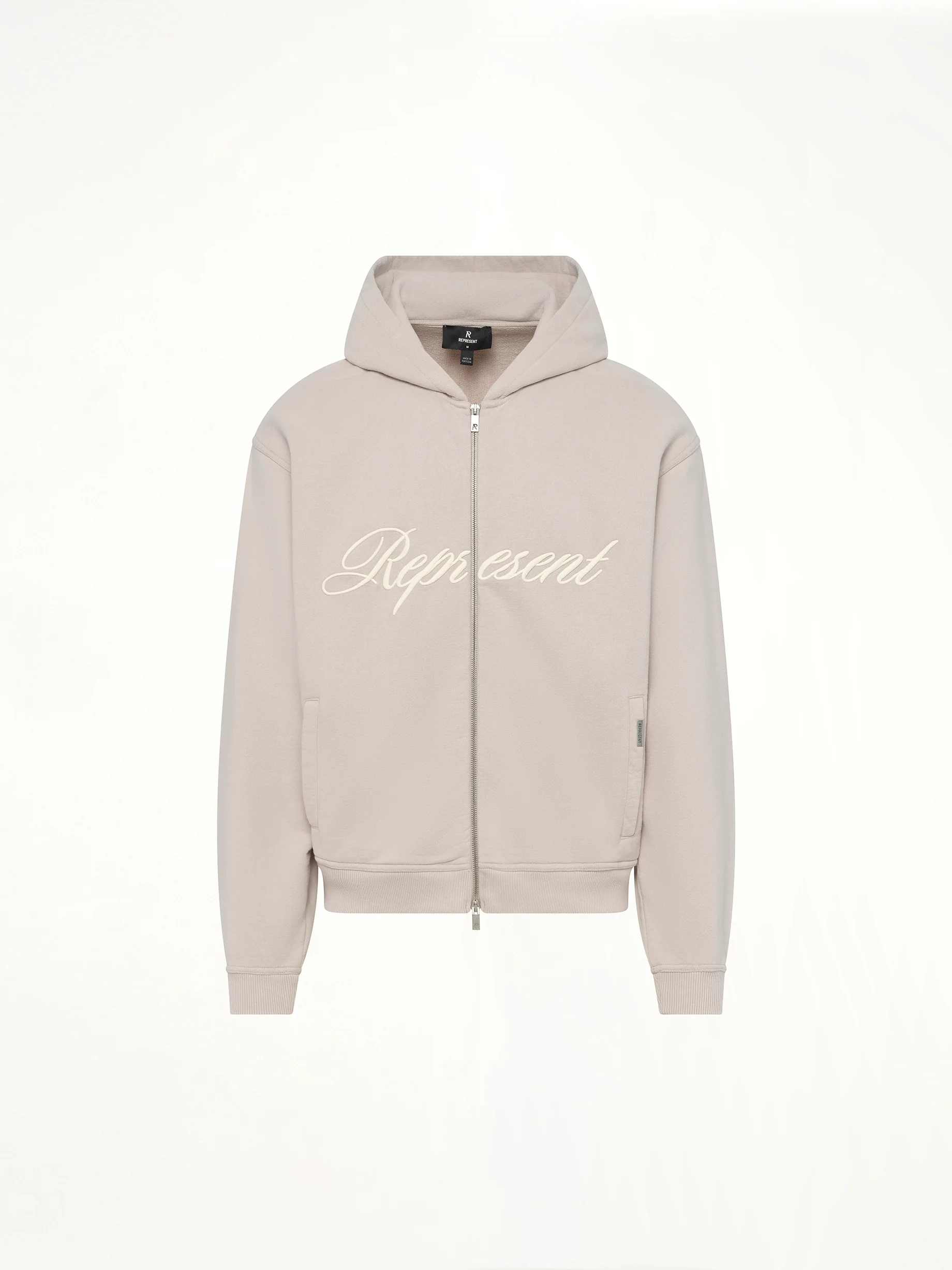 Script Logo Zip Hoodie in Concrete - Image 2