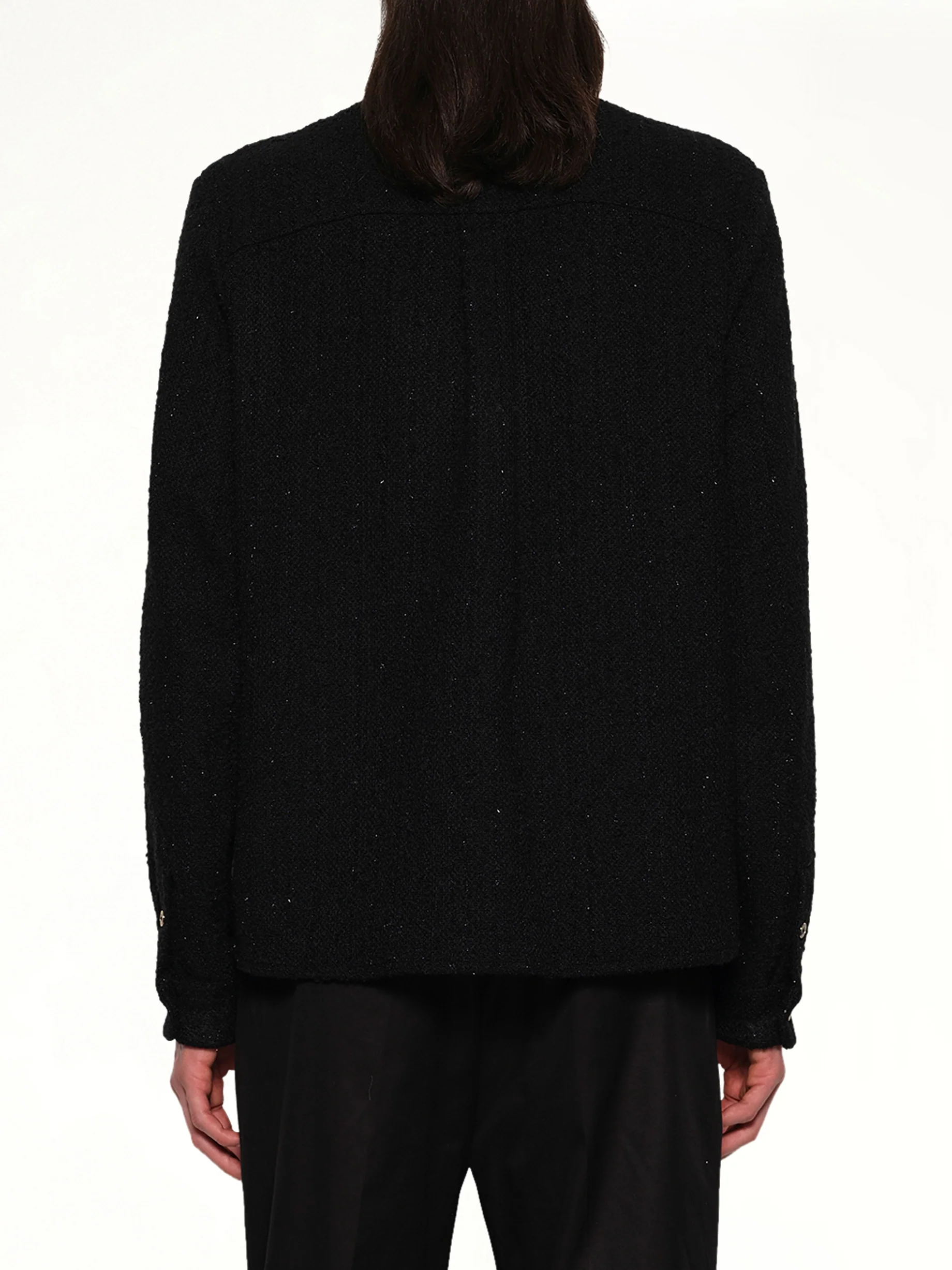 Shimmer Boucle Long Sleeve Shirt in Black - Image 5