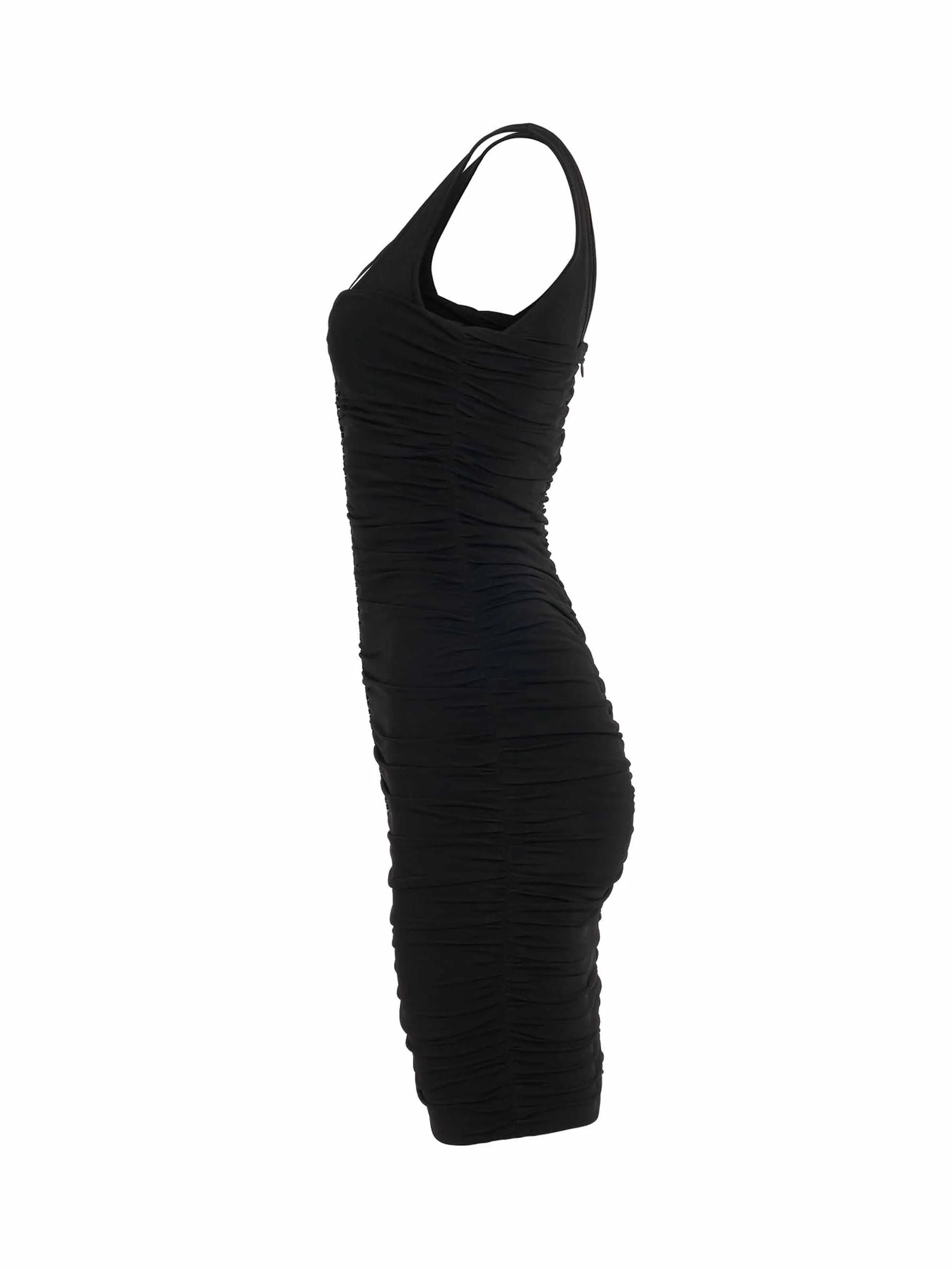 Shiny Crepe Jersey Midi Dress in Black - Image 3