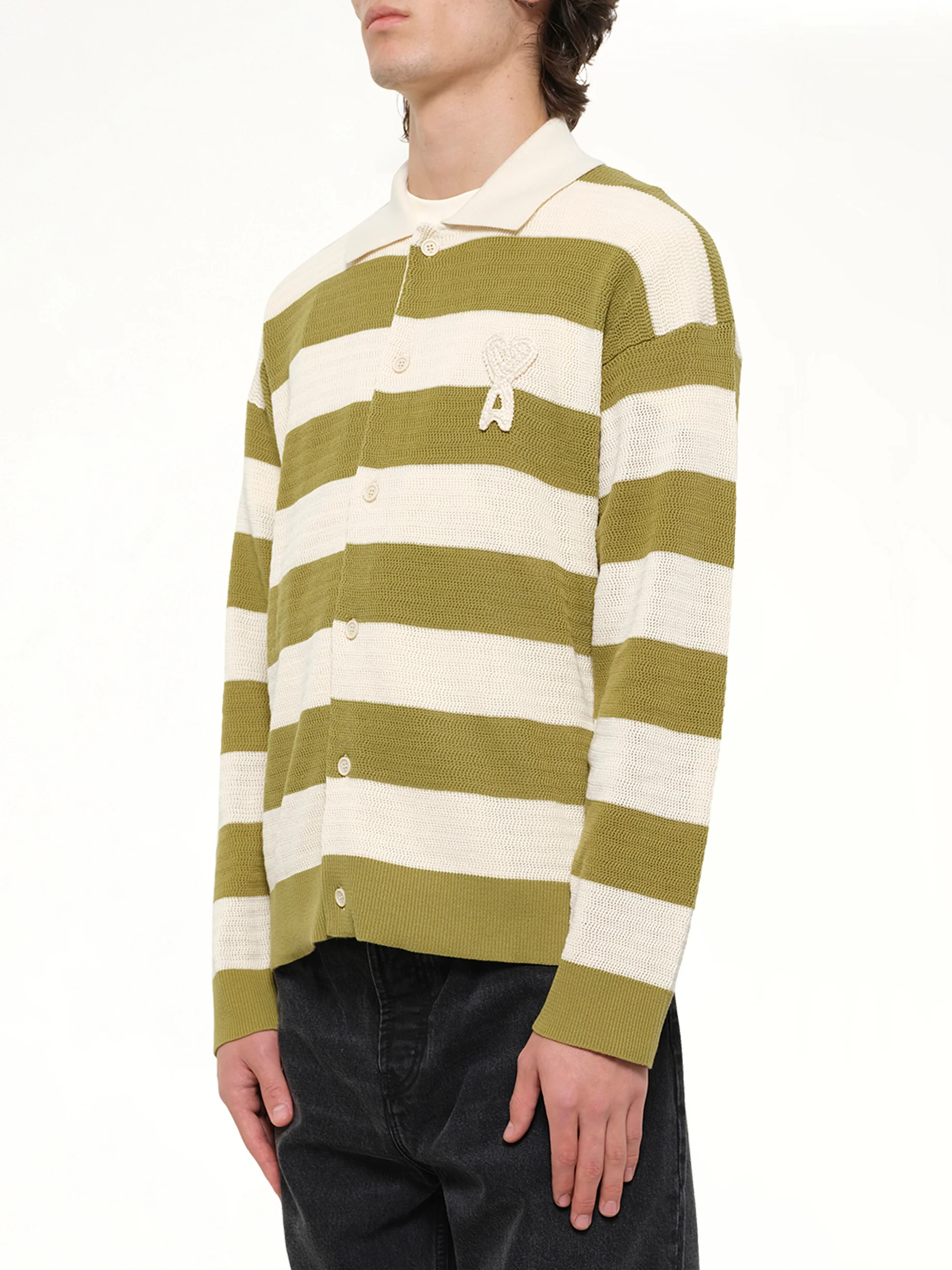 Shirt Collar Cardigan with ADC in Matcha - Image 3