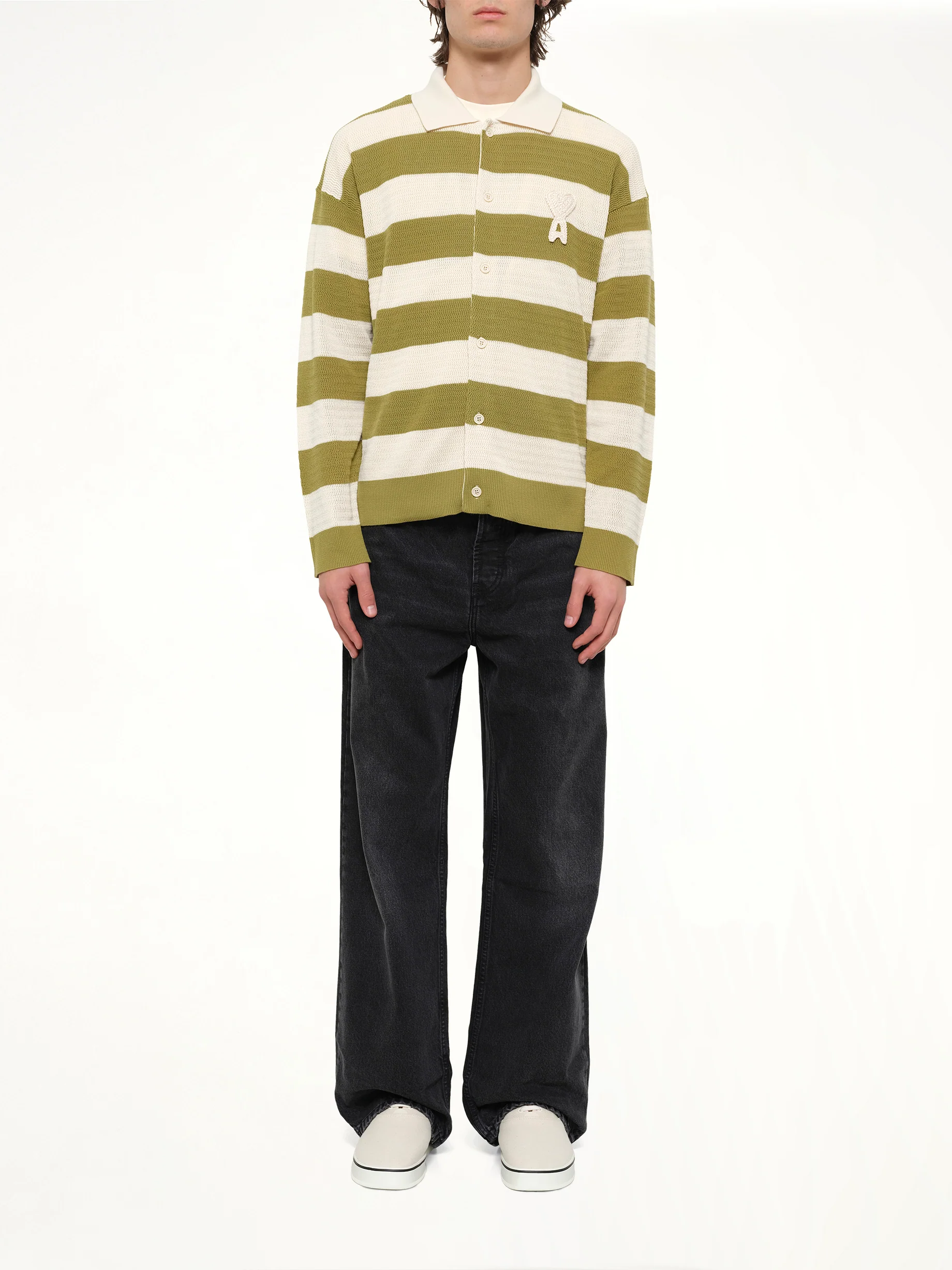 Shirt Collar Cardigan with ADC in Matcha - Image 7