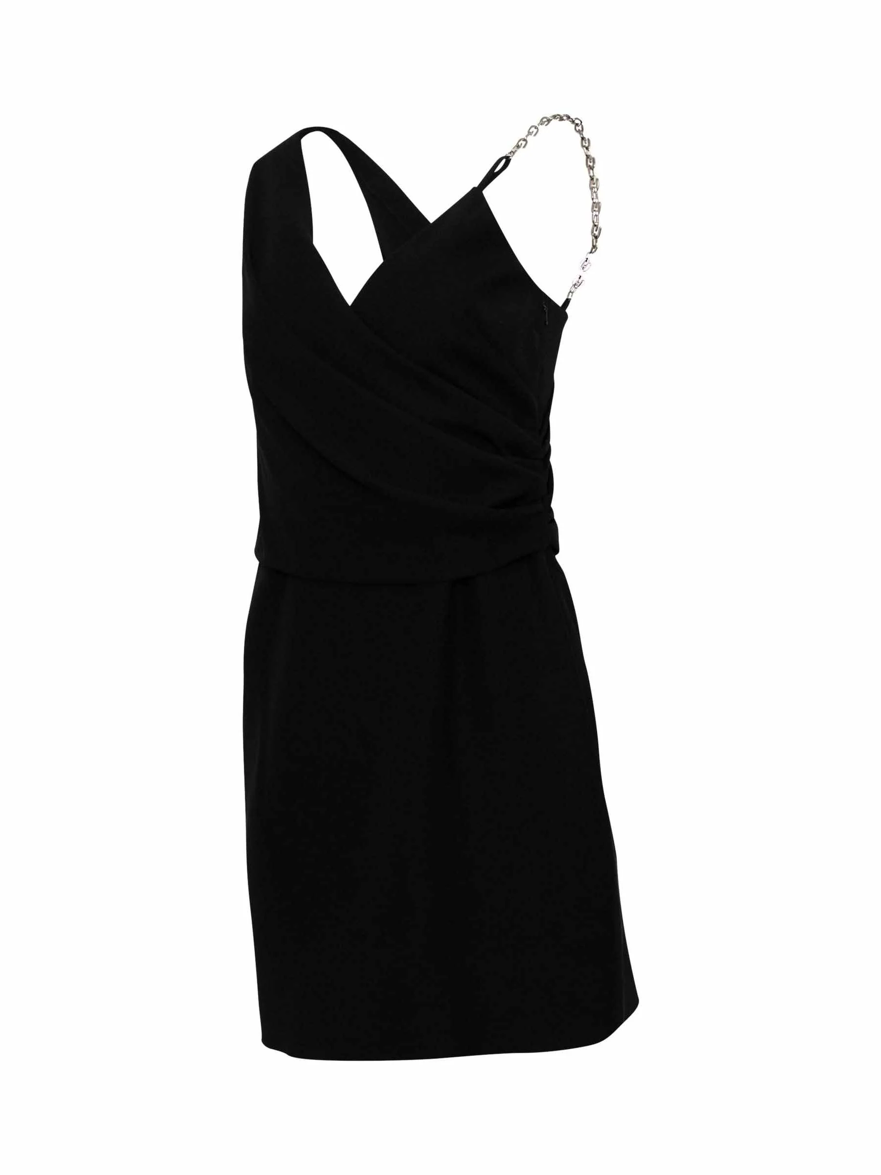 Short Dress with Drapped Top in Black - Image 2
