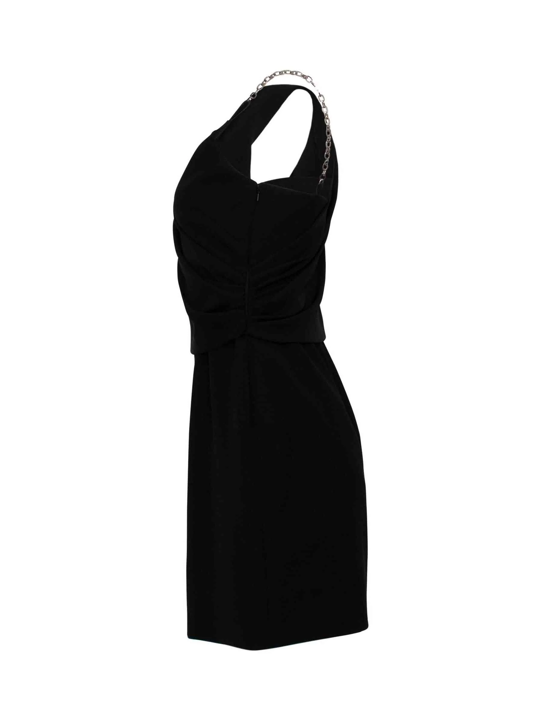 Short Dress with Drapped Top in Black - Image 3