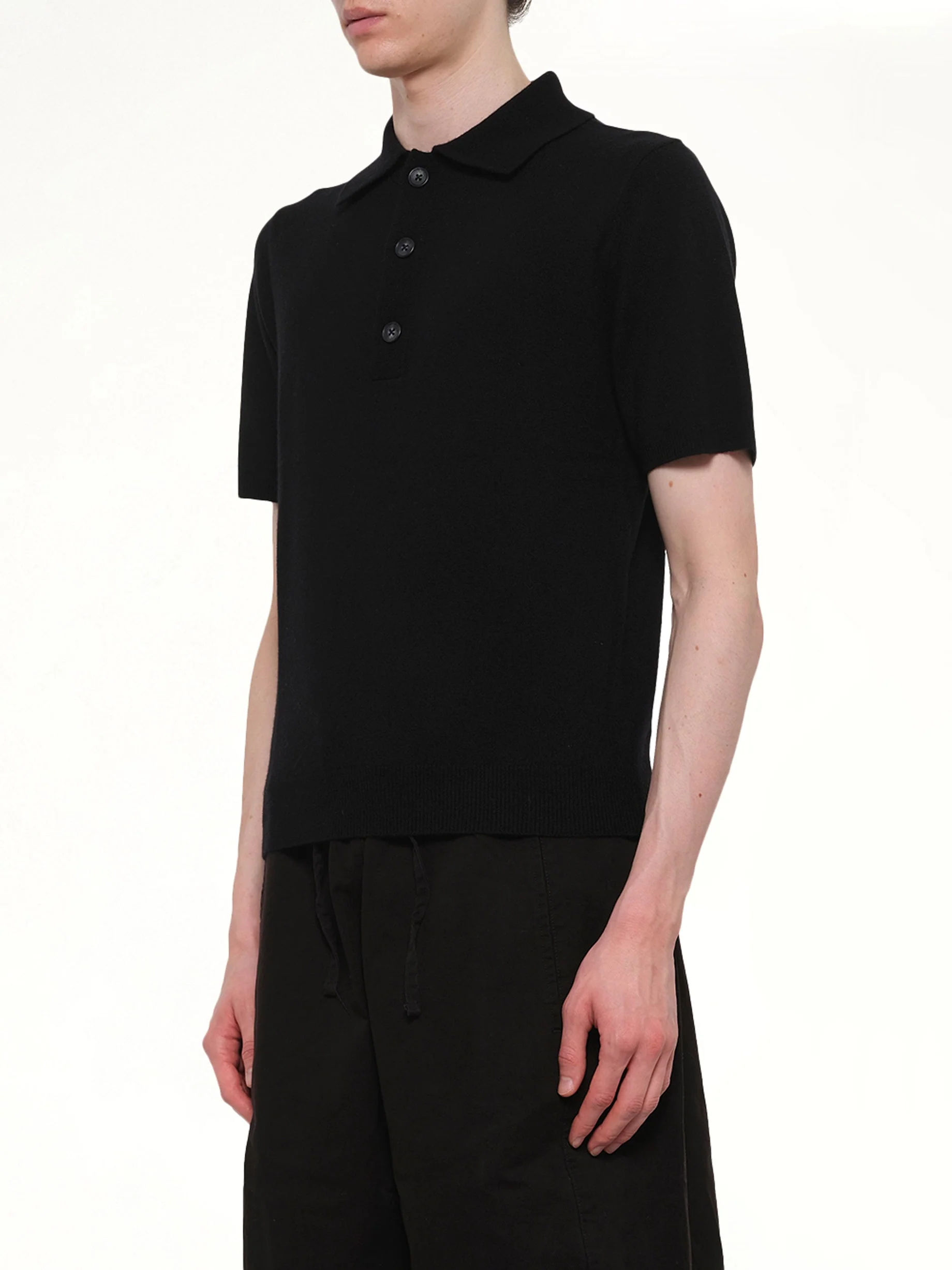 Short Sleeve Knit Polo in Black - Image 3