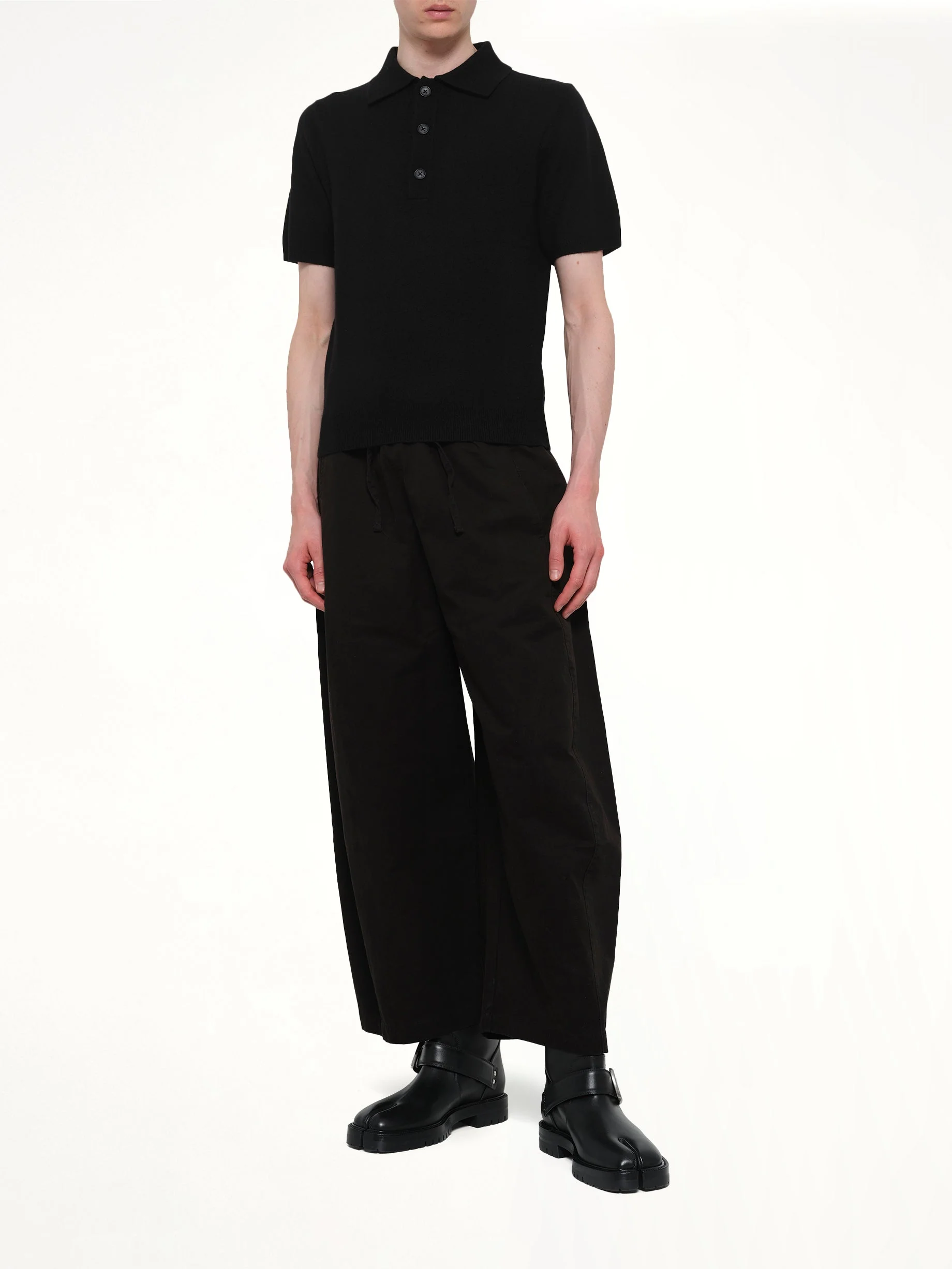 Short Sleeve Knit Polo in Black - Image 4
