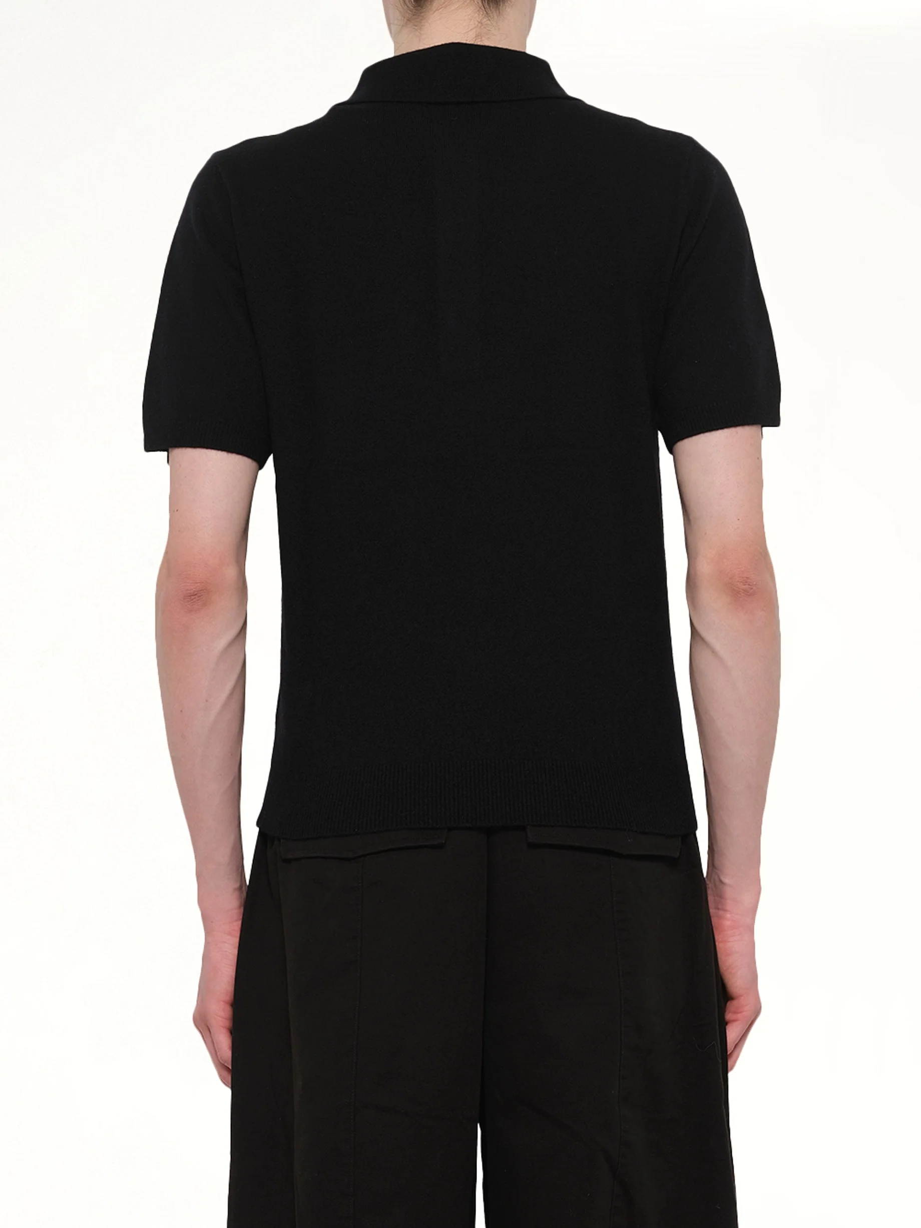 Short Sleeve Knit Polo in Black - Image 5
