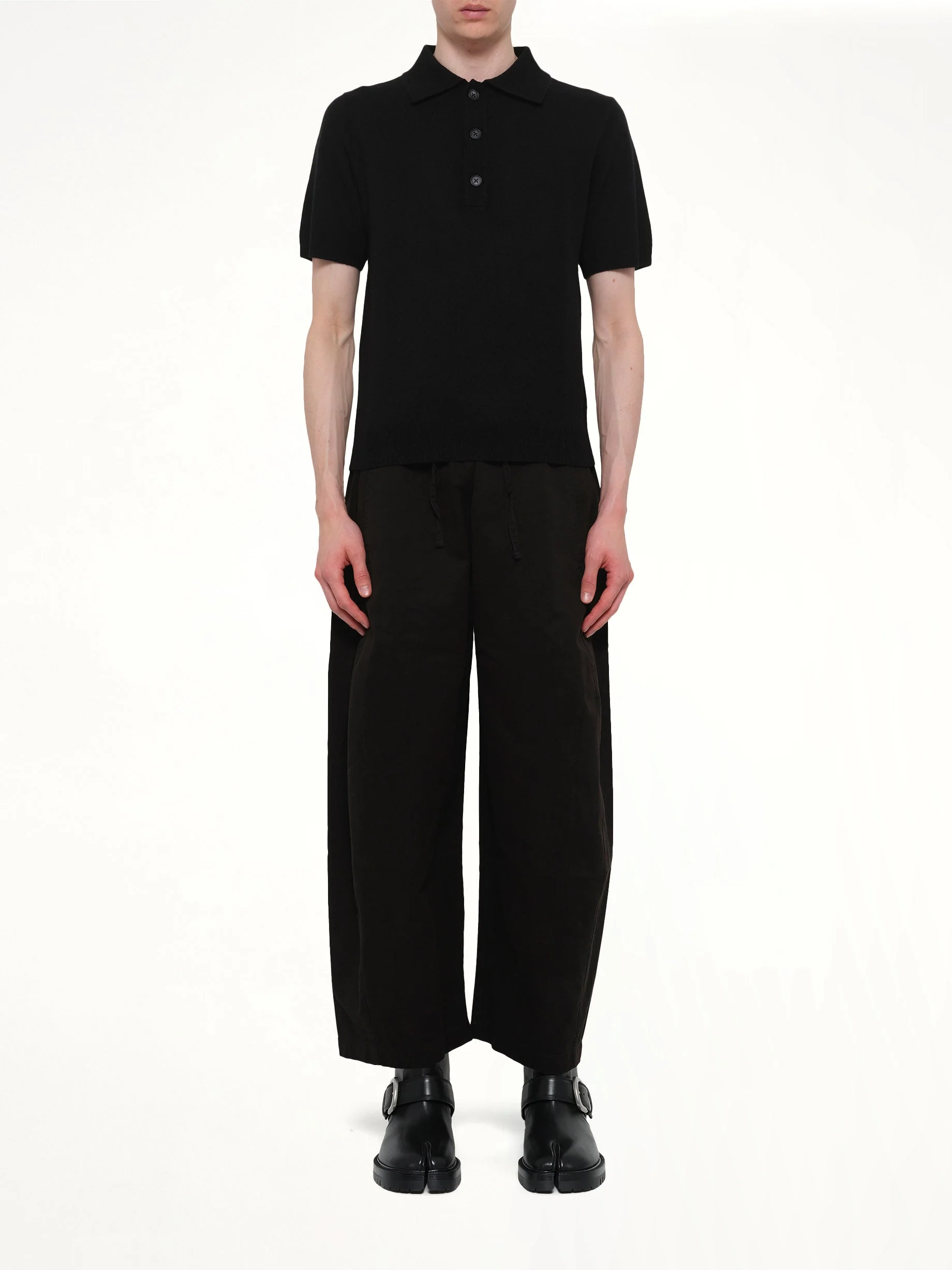 Short Sleeve Knit Polo in Black - Image 7