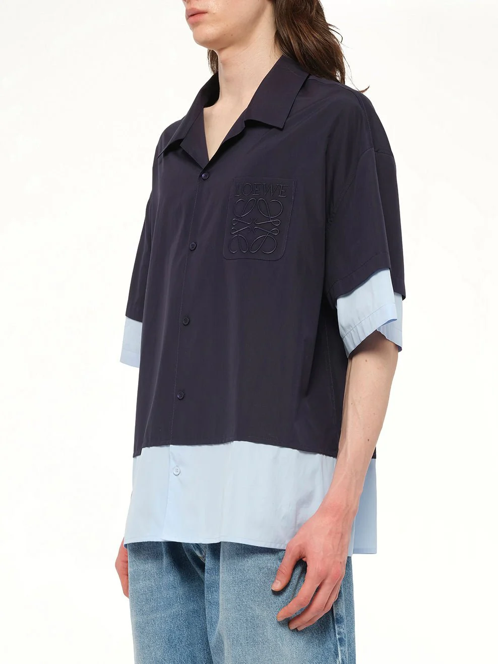 Short Sleeve Shirt in Dark Navy/Light Blue - Image 3