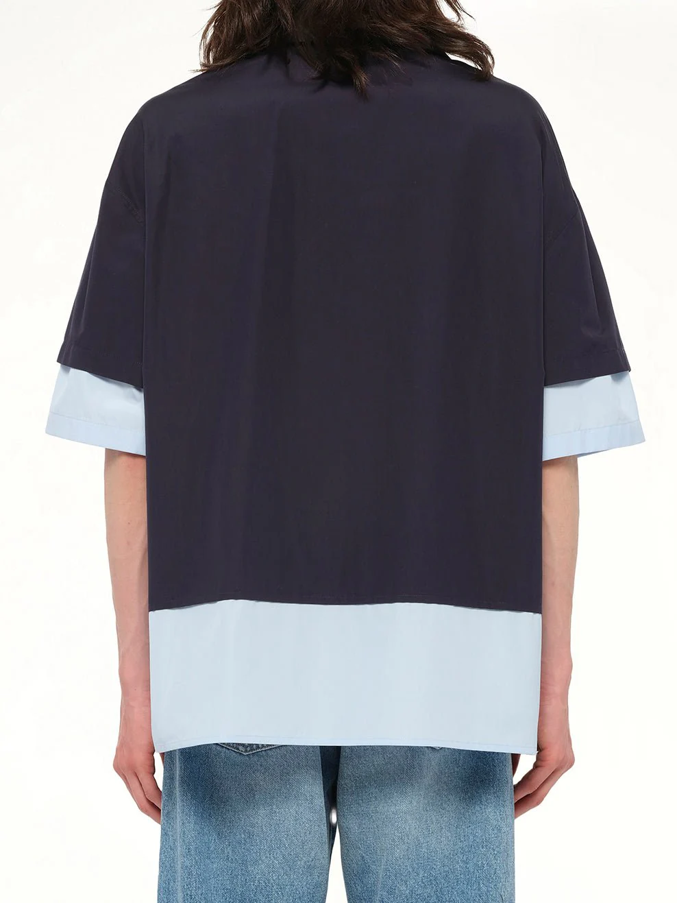 Short Sleeve Shirt in Dark Navy/Light Blue - Image 5
