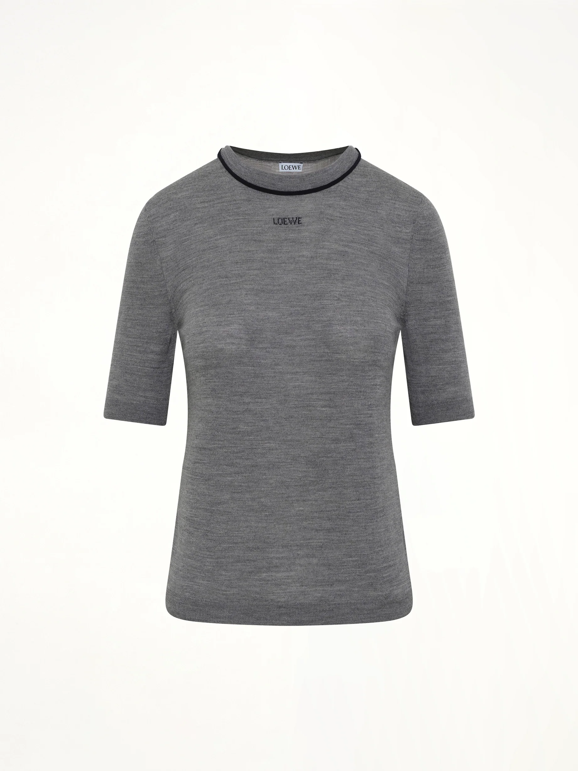 Short-Sleeve Sweater in Grey/Navy Blue - Image 2