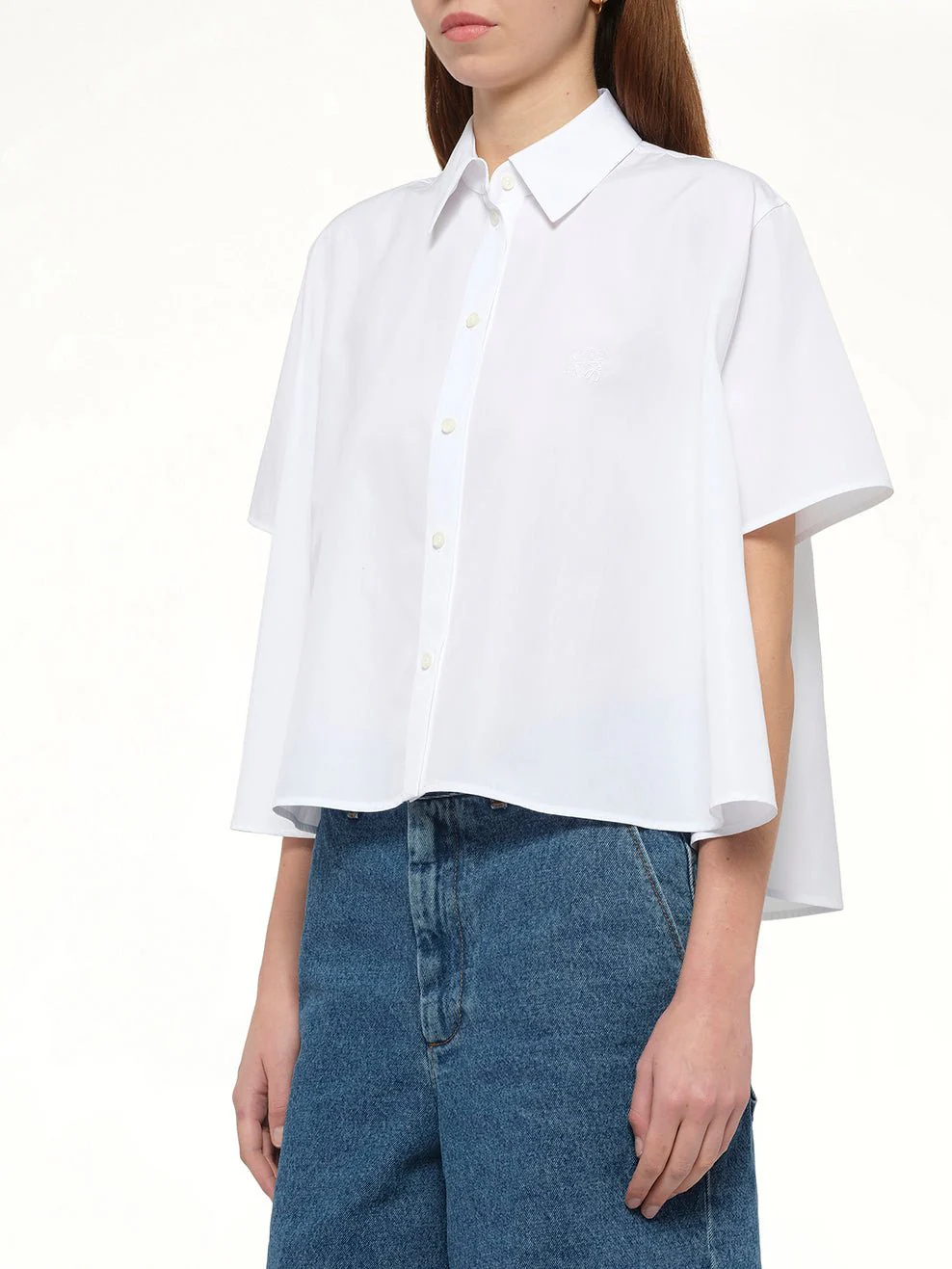 Short Sleeve Trapeze Shirt in White - Image 3