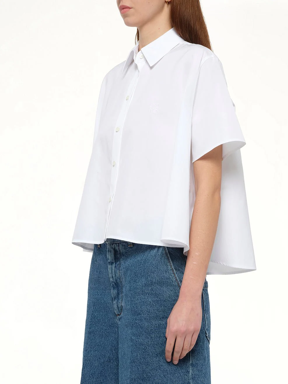 Short Sleeve Trapeze Shirt in White - Image 5