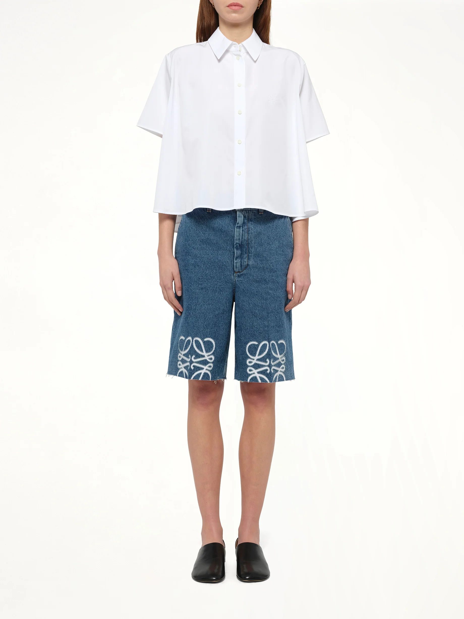 Short Sleeve Trapeze Shirt in White - Image 7