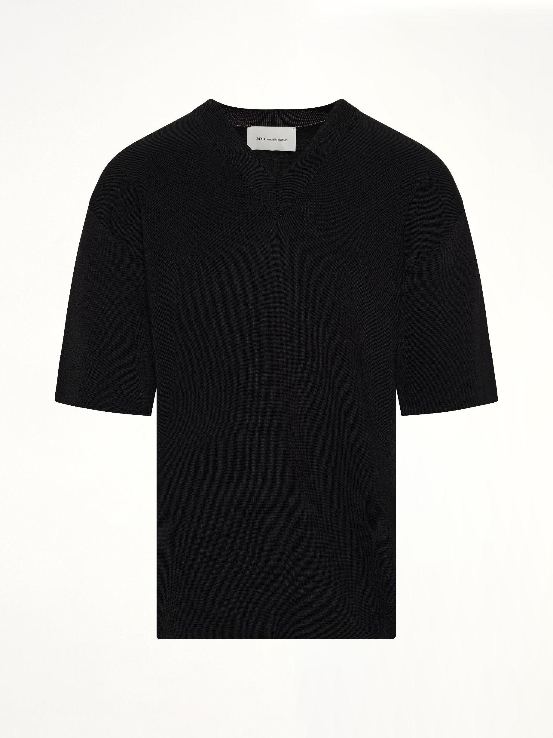 Short Sleeve V-Neck Sweater in Black - Image 2