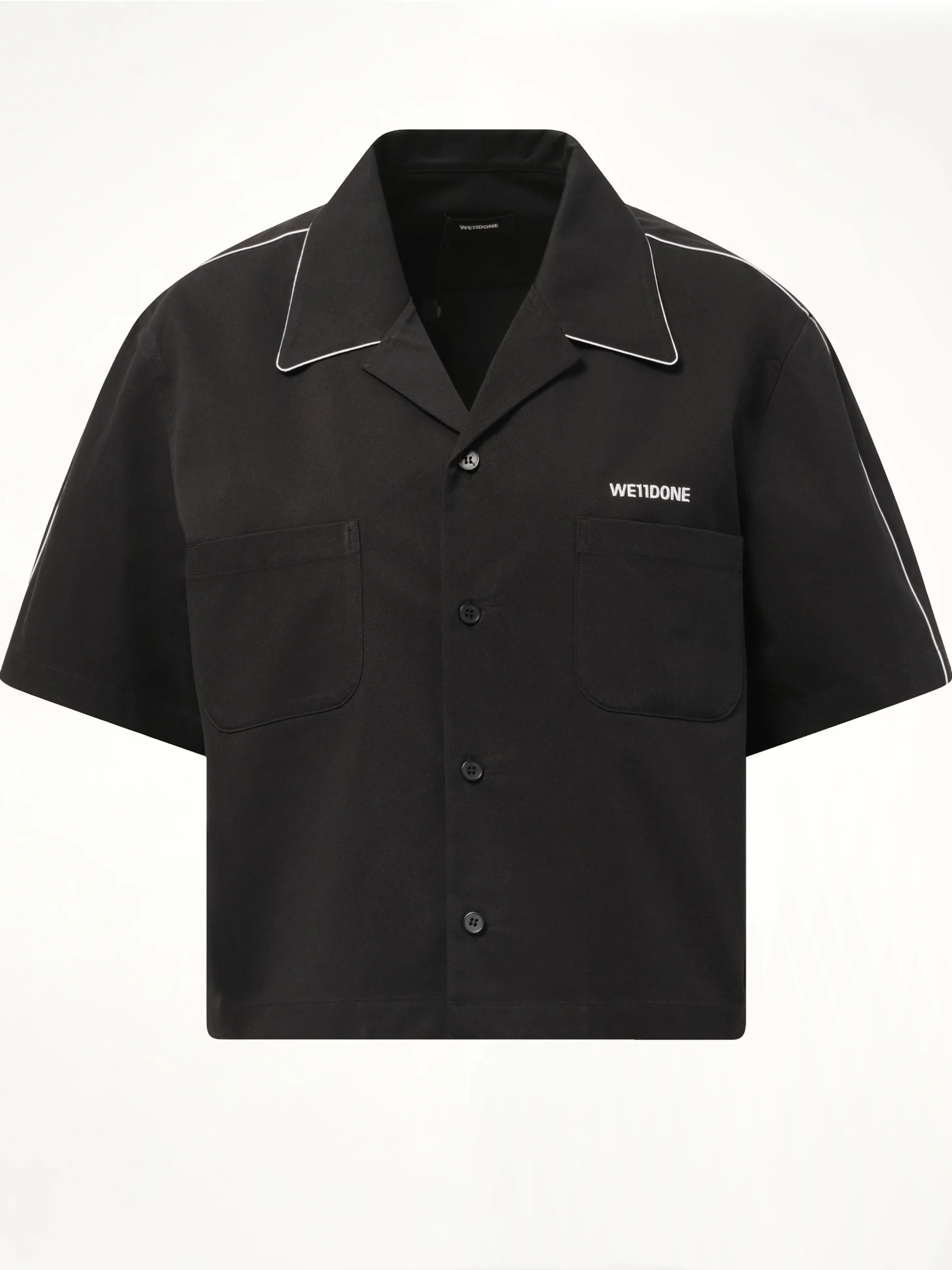 Short-Sleeved Convertible Shirt in Black - Image 2