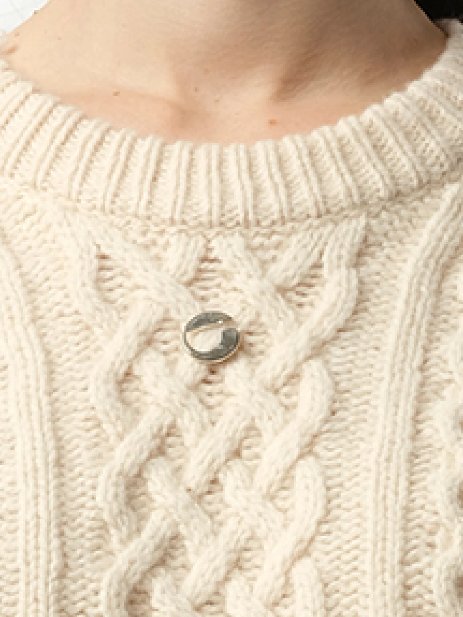 Shredded Knit Sweater in Beige - Image 3