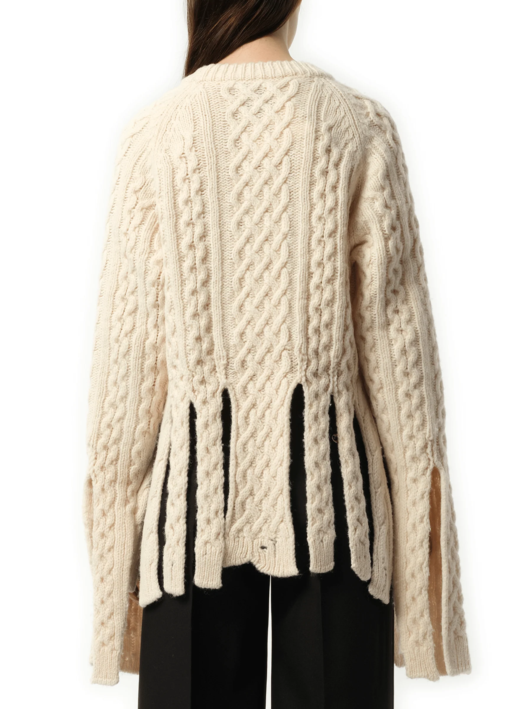 Shredded Knit Sweater in Beige - Image 6