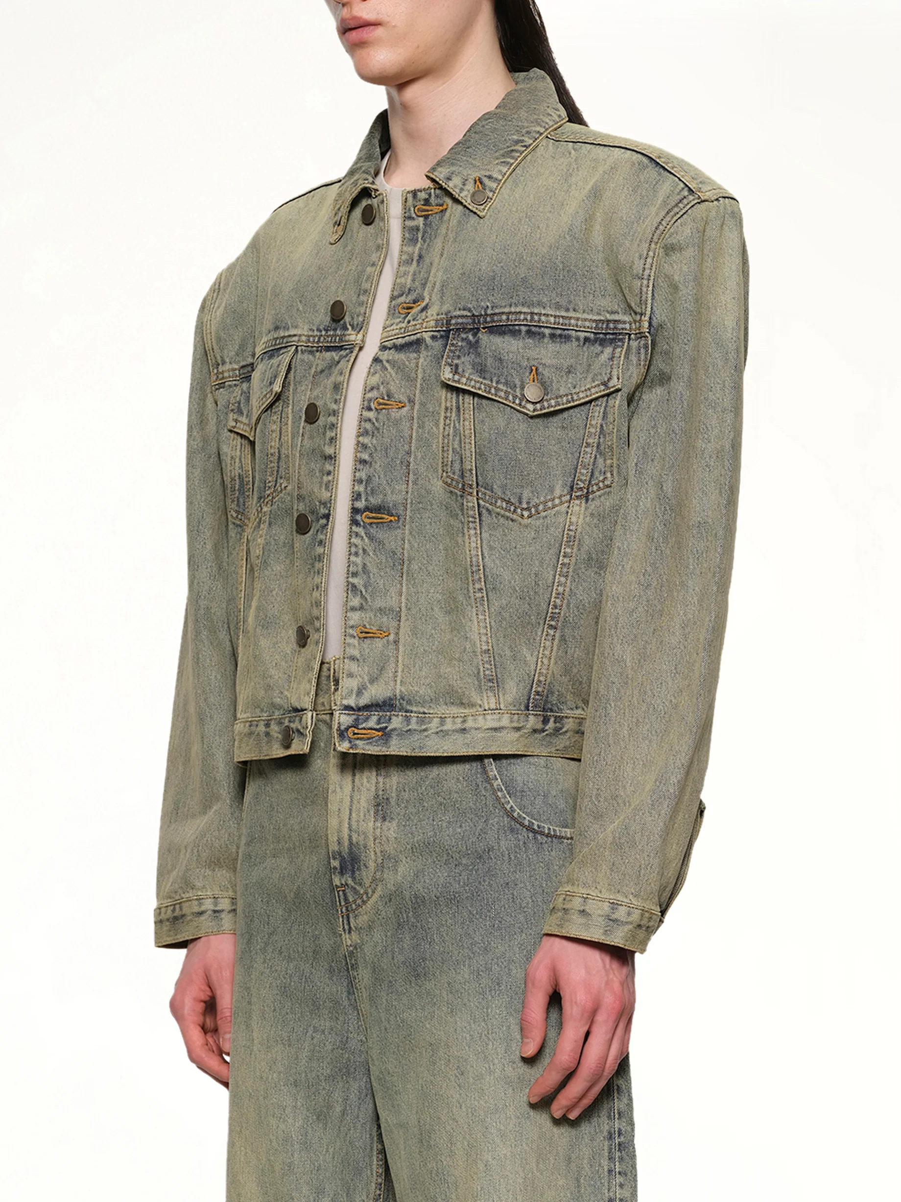 Shrunken Denim Jacket in Sufacewave - Image 3