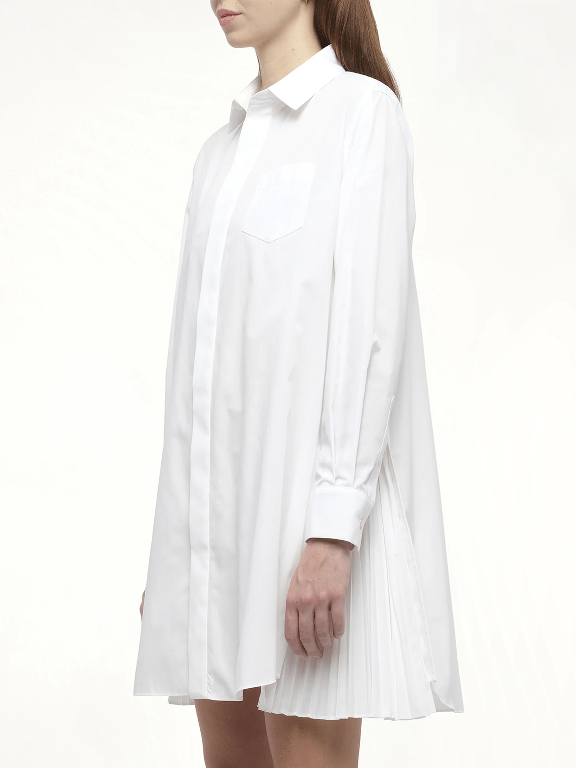 Side Zip Poplin Dress in Off White - Image 5