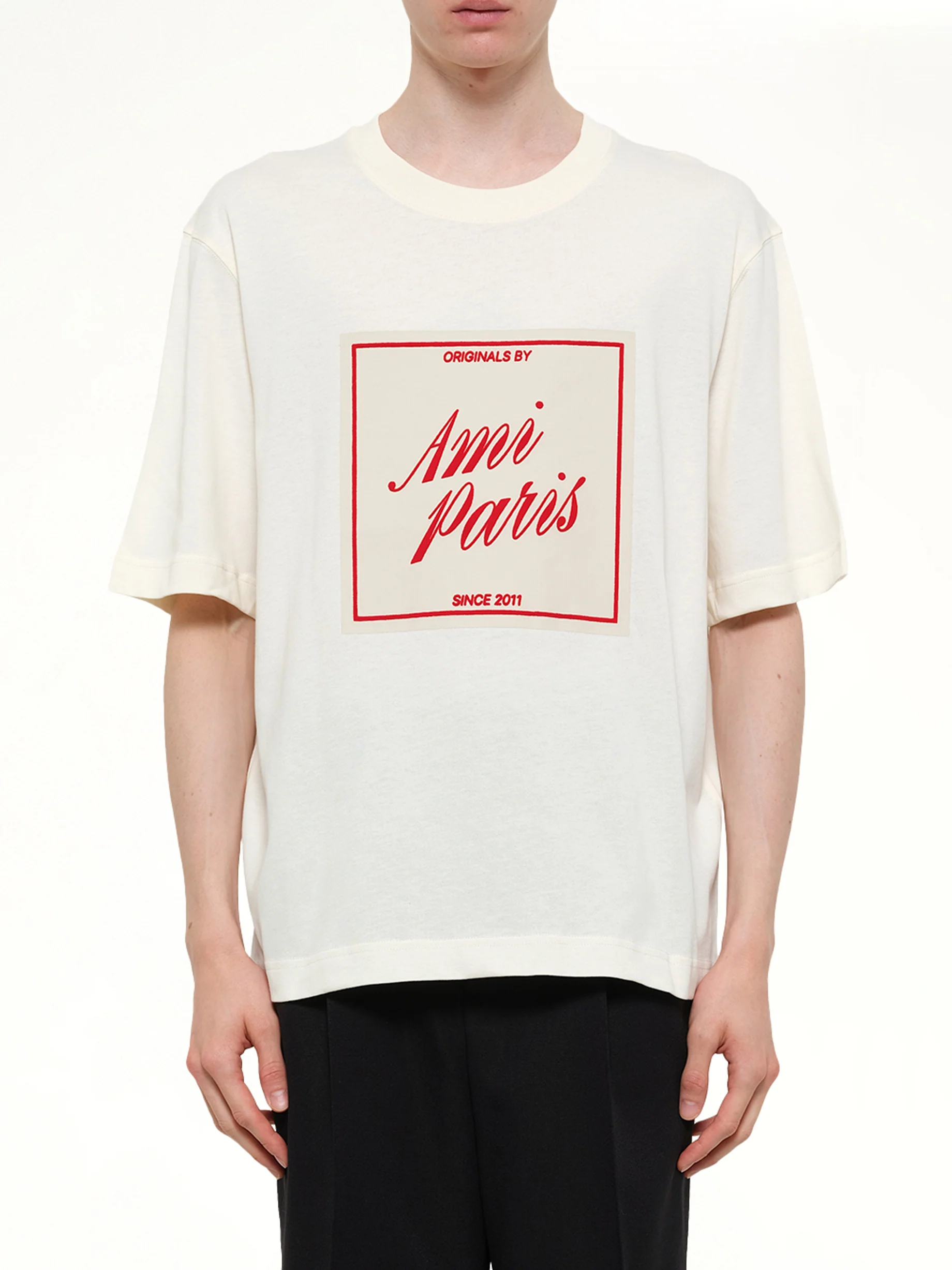 Signature Print Boxy Fit T-Shirt in White