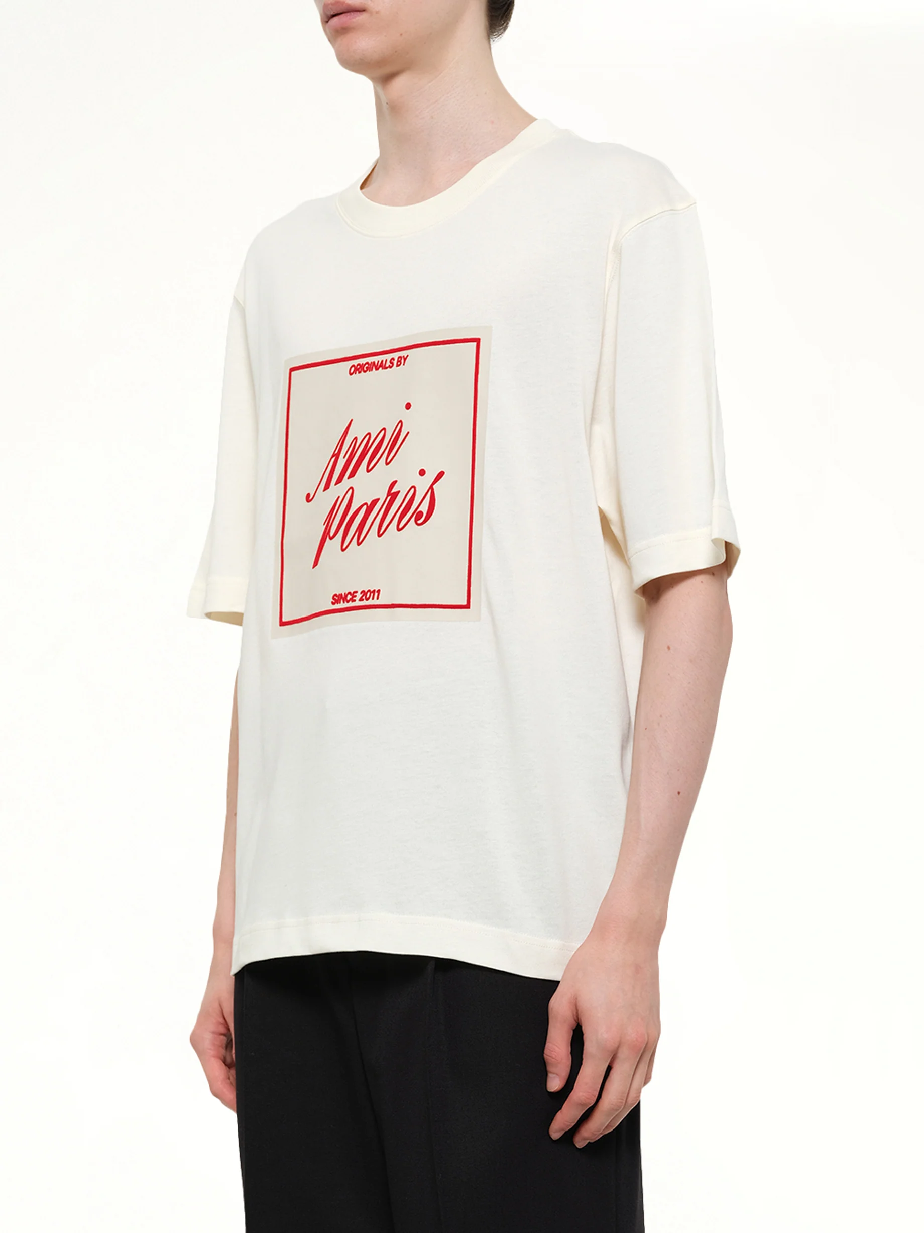 Signature Print Boxy Fit T-Shirt in White - Image 3