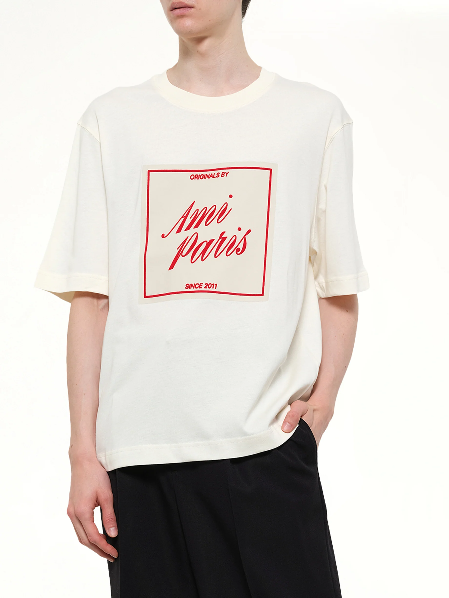 Signature Print Boxy Fit T-Shirt in White - Image 6