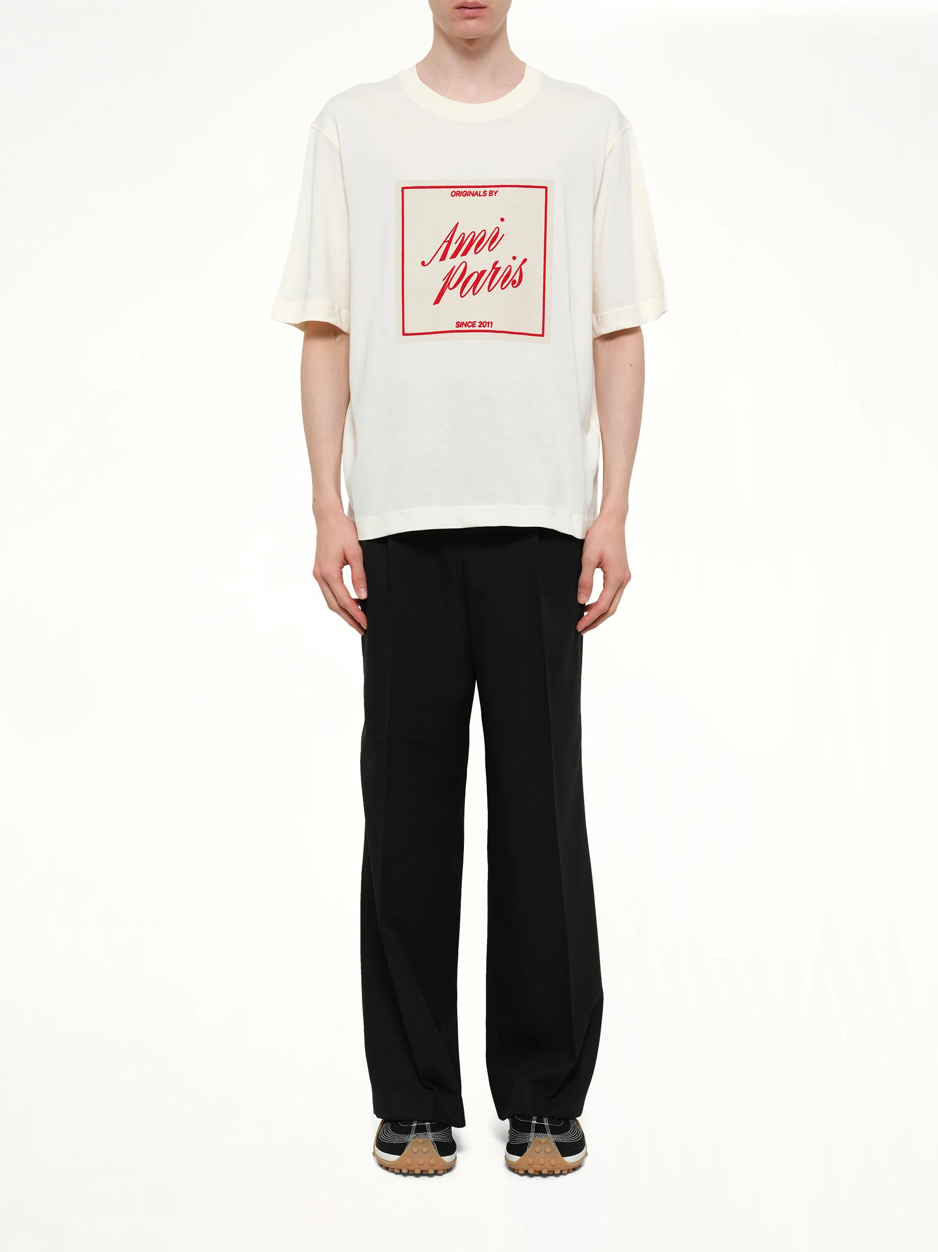 Signature Print Boxy Fit T-Shirt in White - Image 7