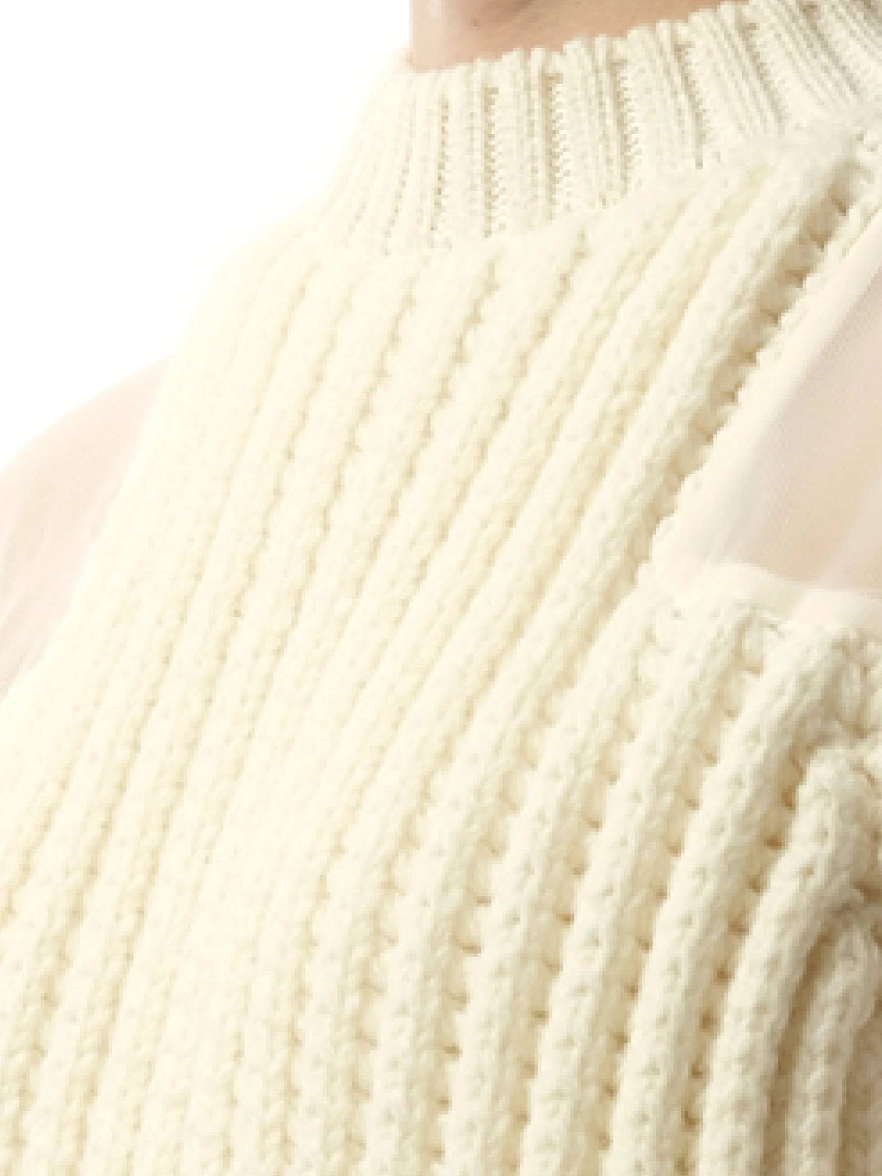 Silk Chiffon Mix Knit Dress in Off White - Image 3
