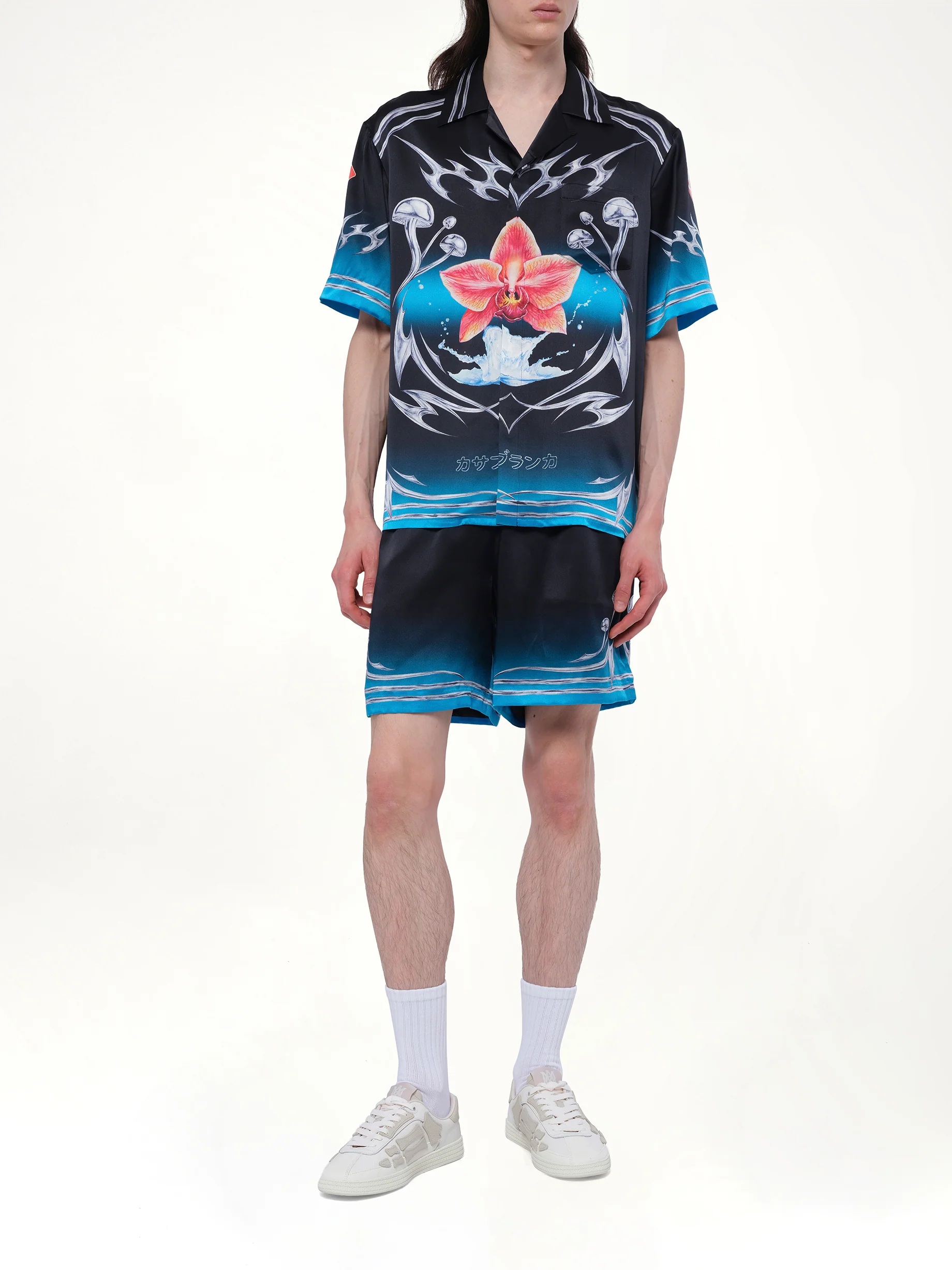 Silk Satin Blades Shirt in Multicolour - Image 4