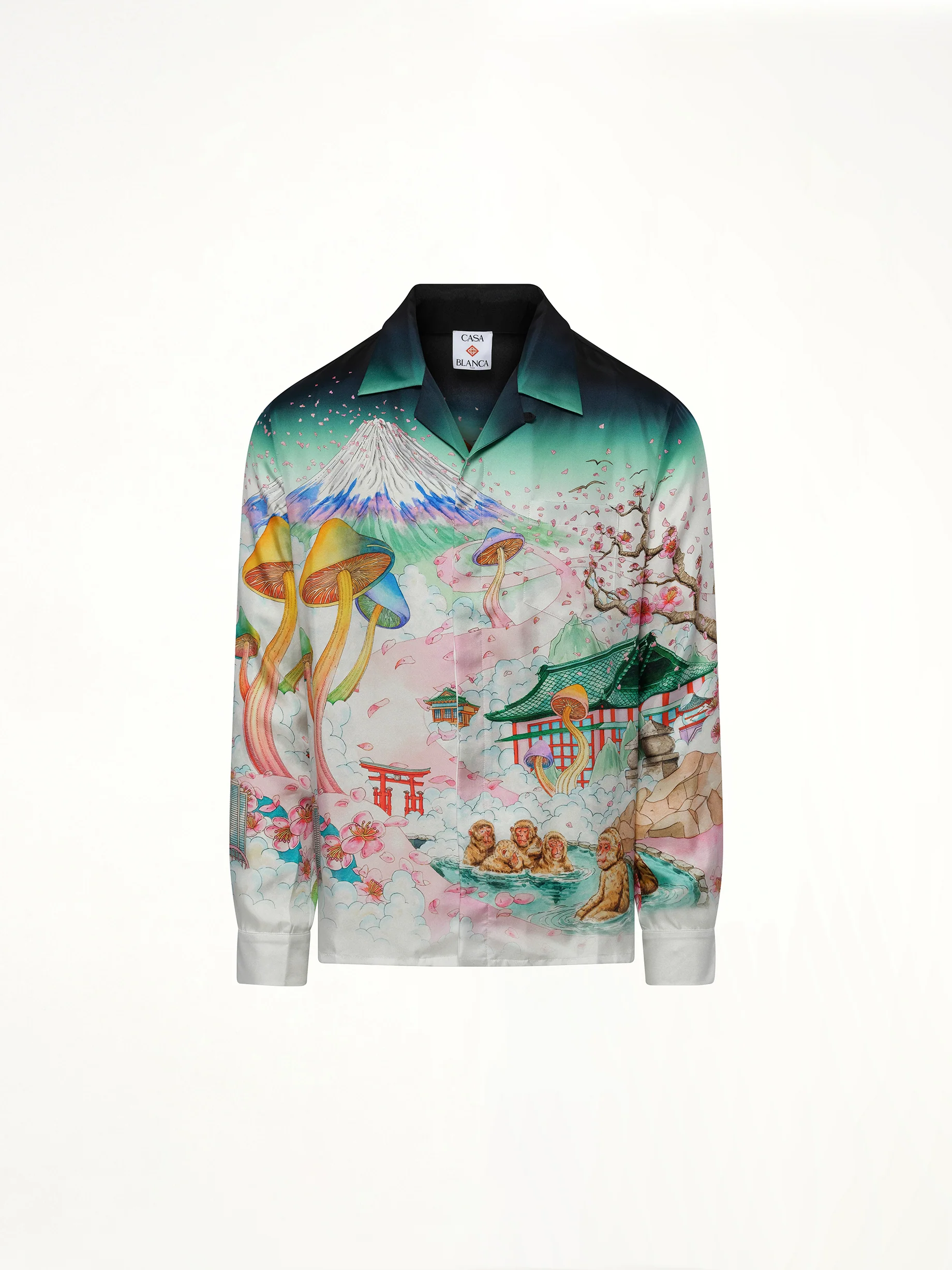Silk Satin Flowers Shirt in Multicolour - Image 2