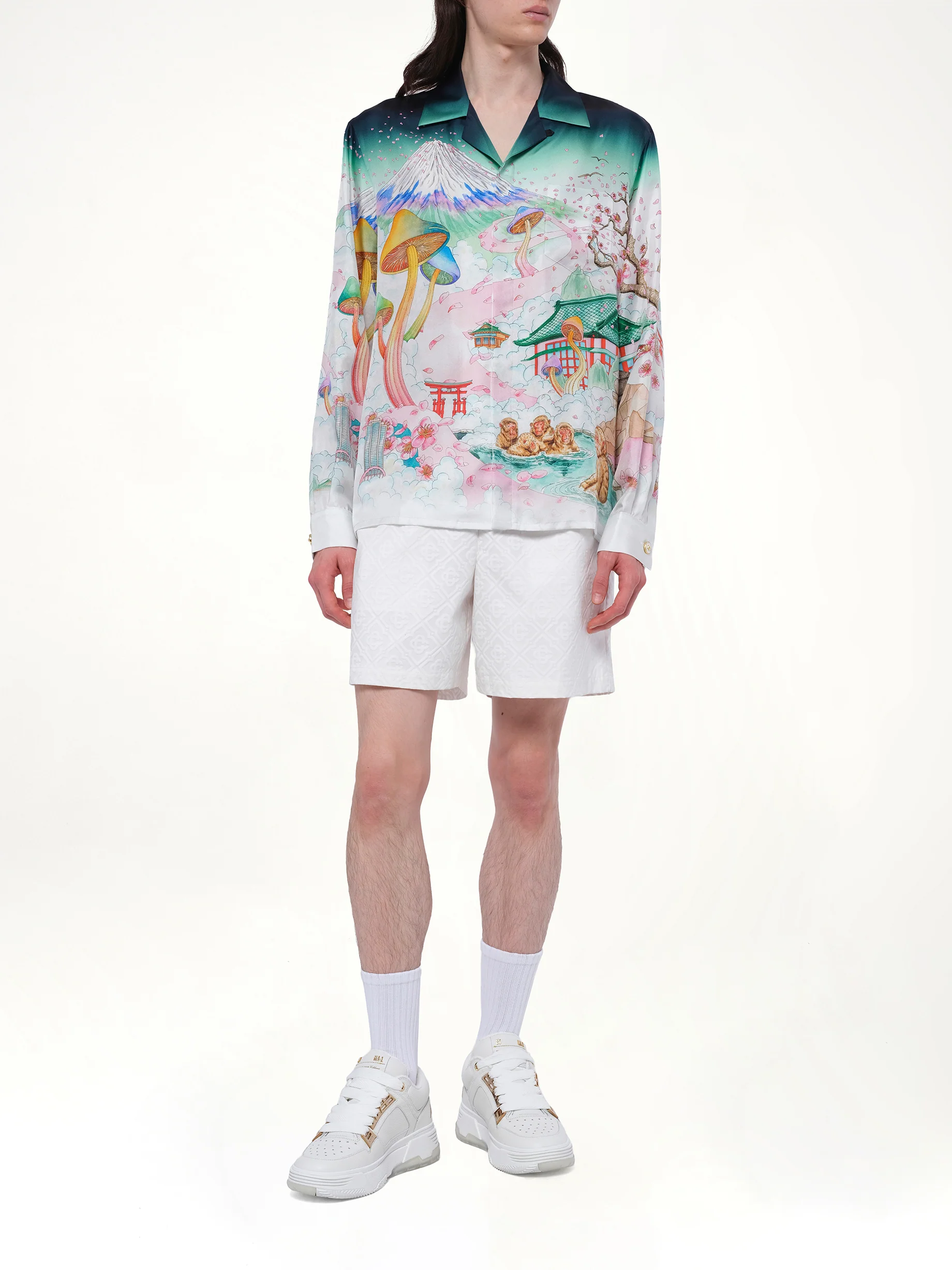 Silk Satin Flowers Shirt in Multicolour - Image 4