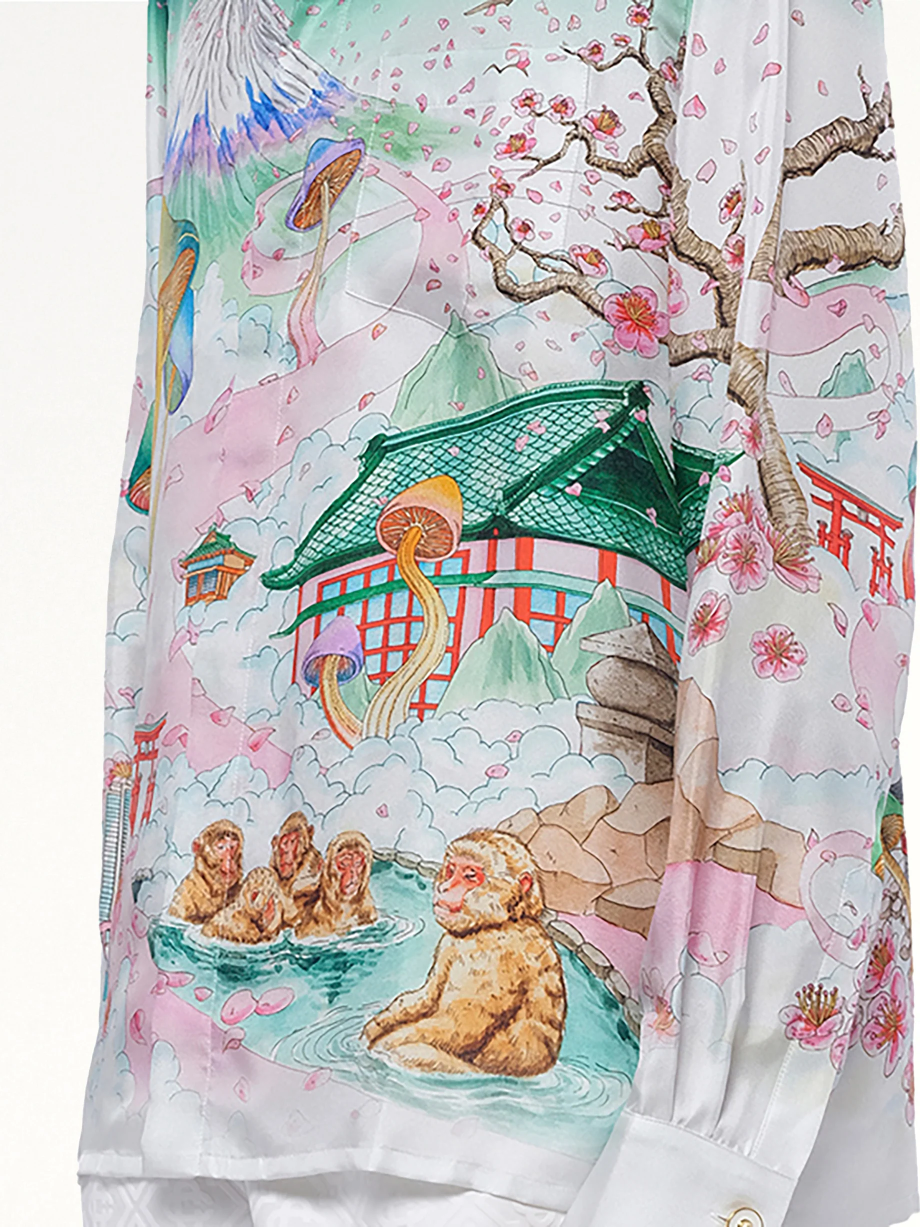 Silk Satin Flowers Shirt in Multicolour - Image 5