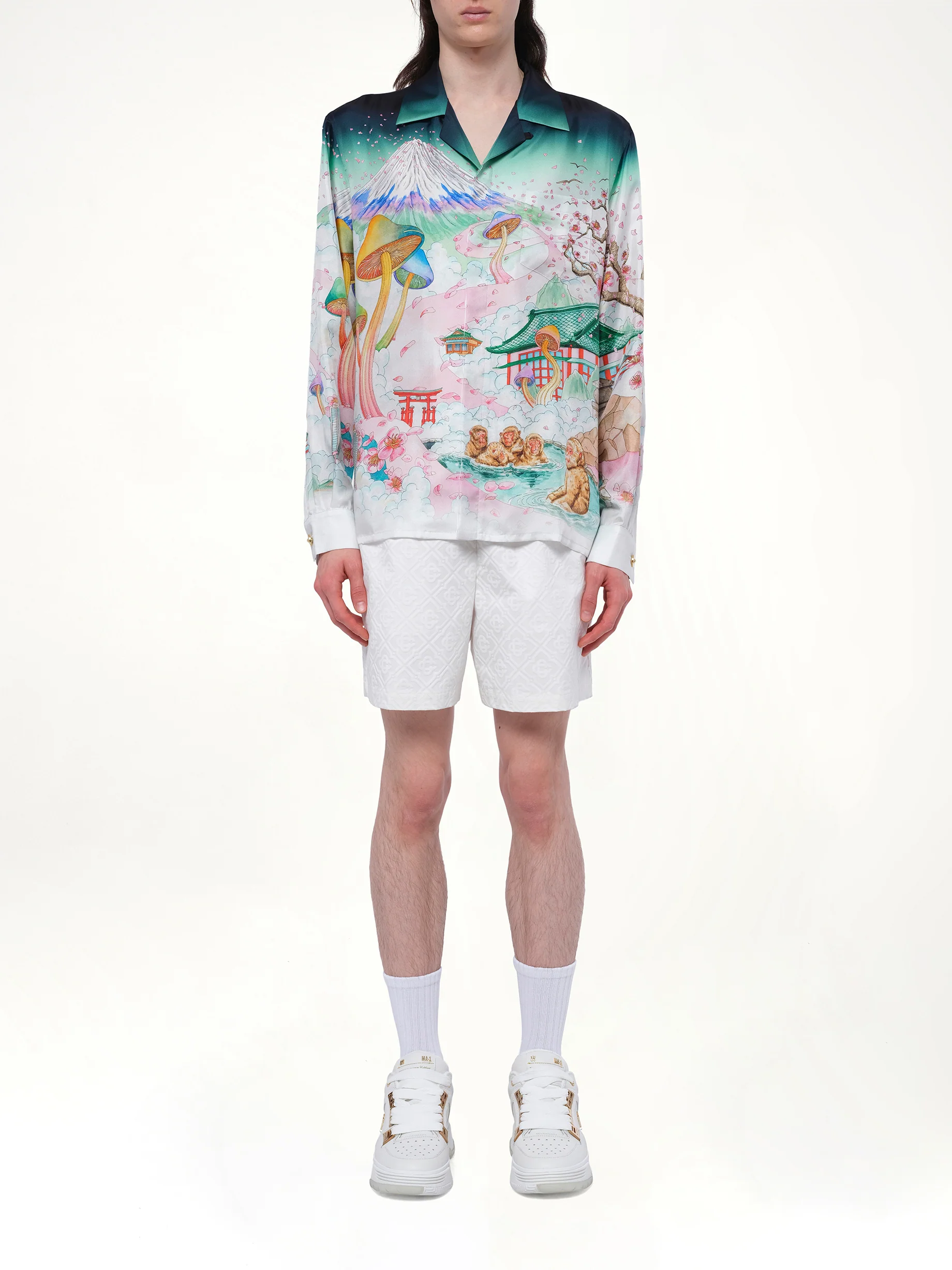 Silk Satin Flowers Shirt in Multicolour - Image 7