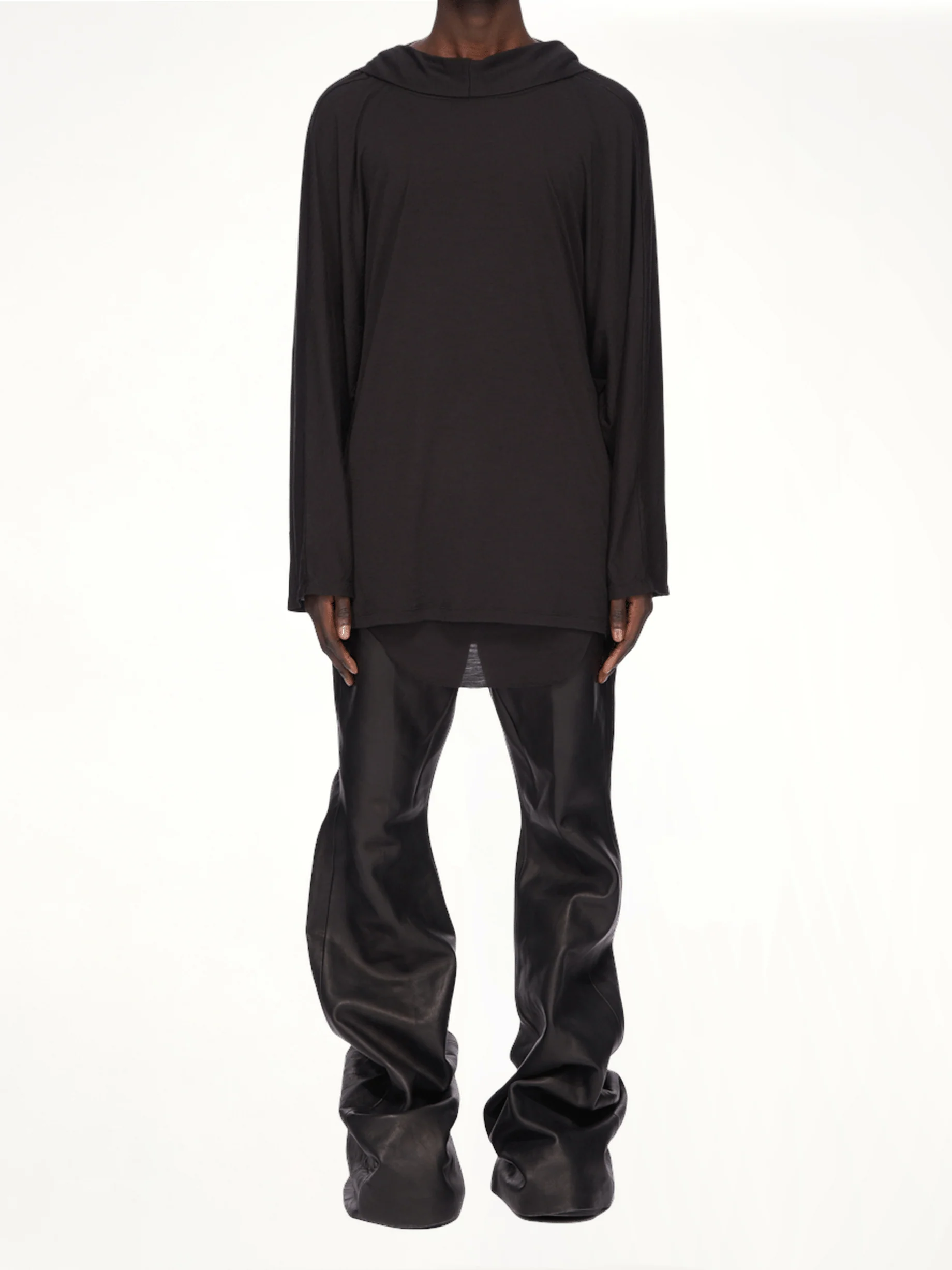 Silk Wool Hooded Tunic in Black - Image 4