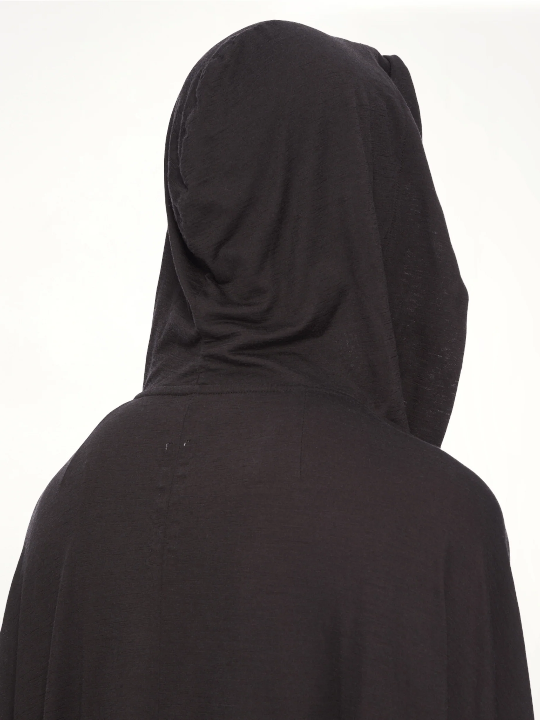 Silk Wool Hooded Tunic in Black - Image 6