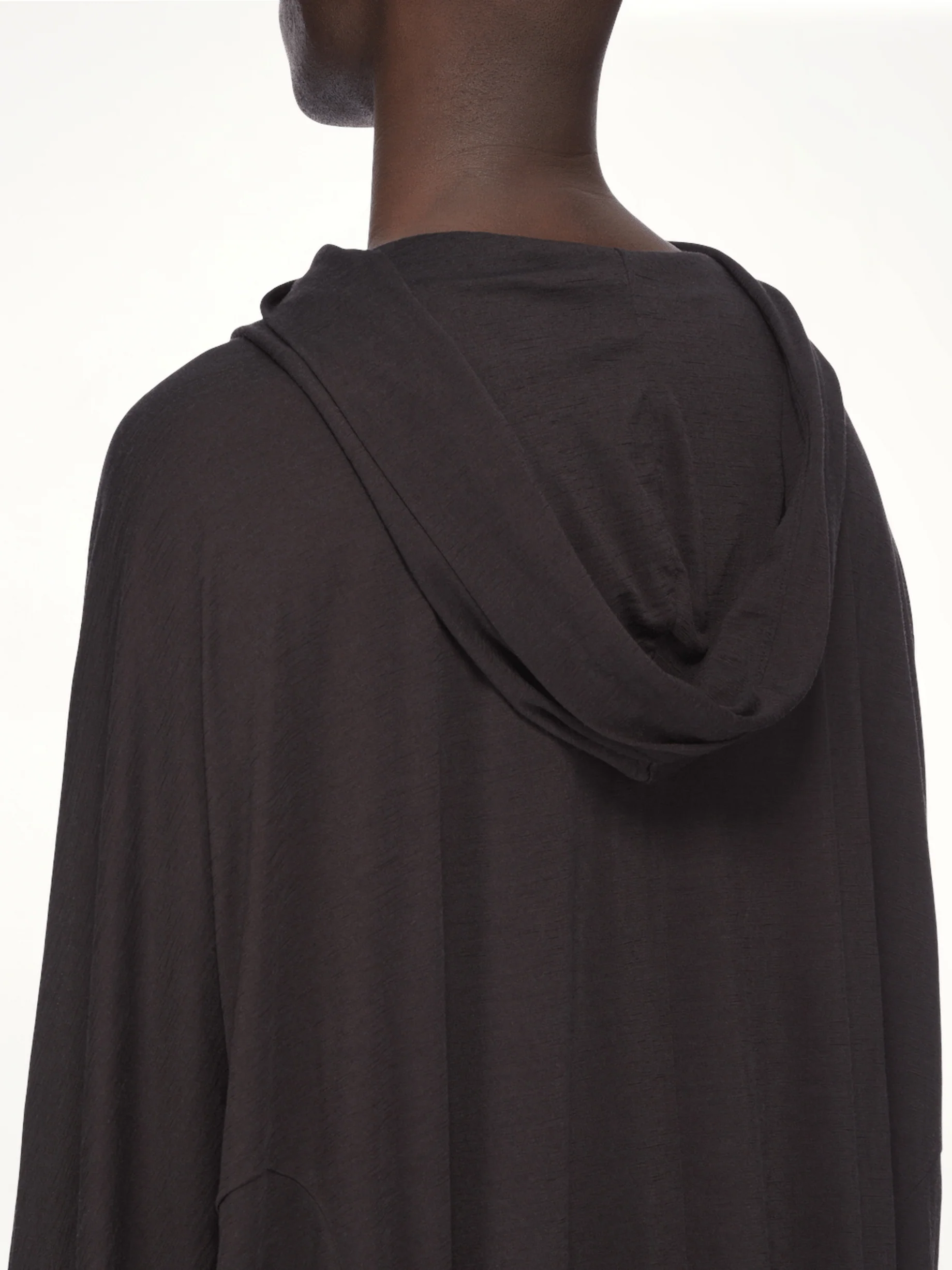 Silk Wool Hooded Tunic in Black - Image 7