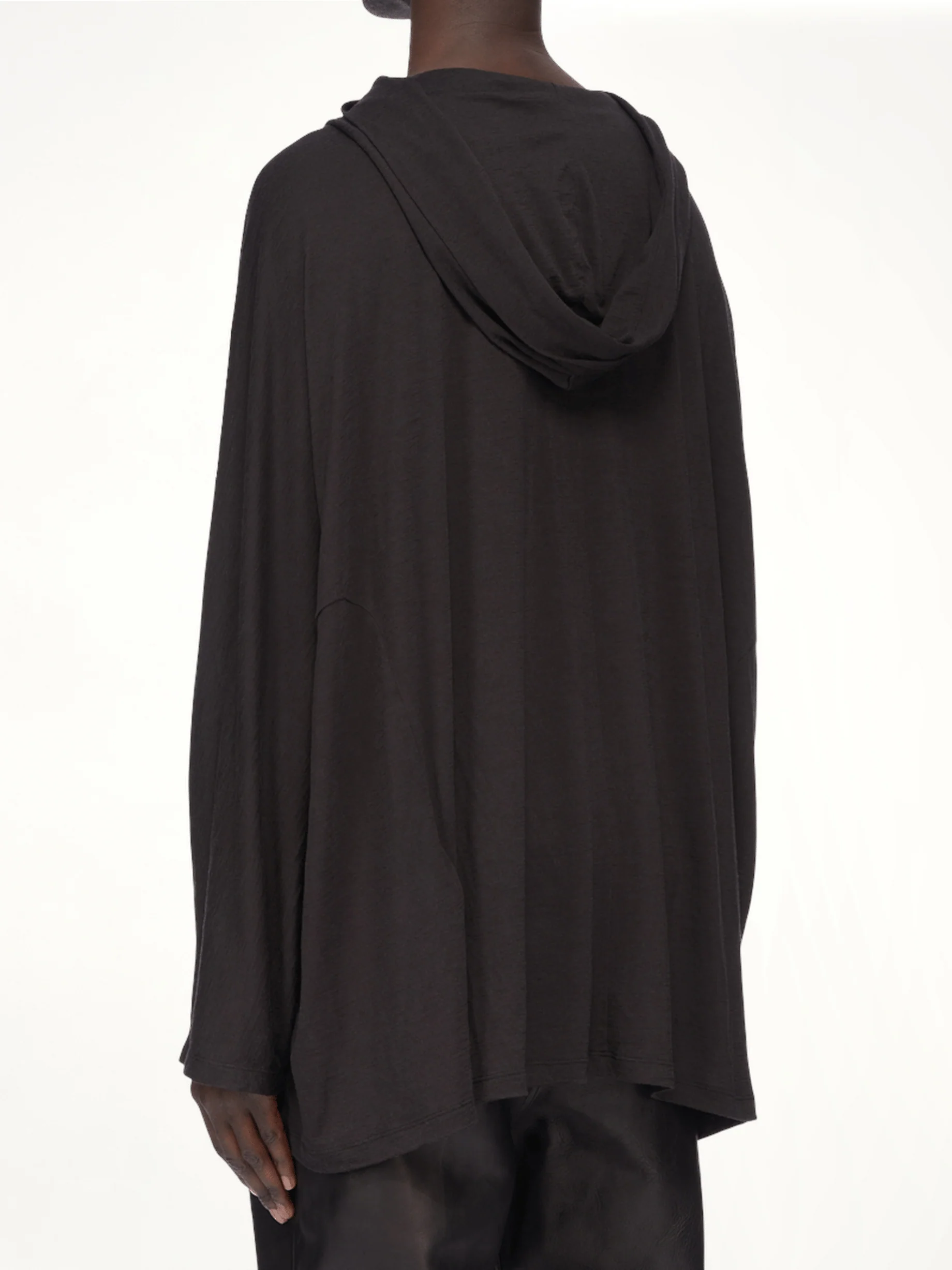 Silk Wool Hooded Tunic in Black - Image 8