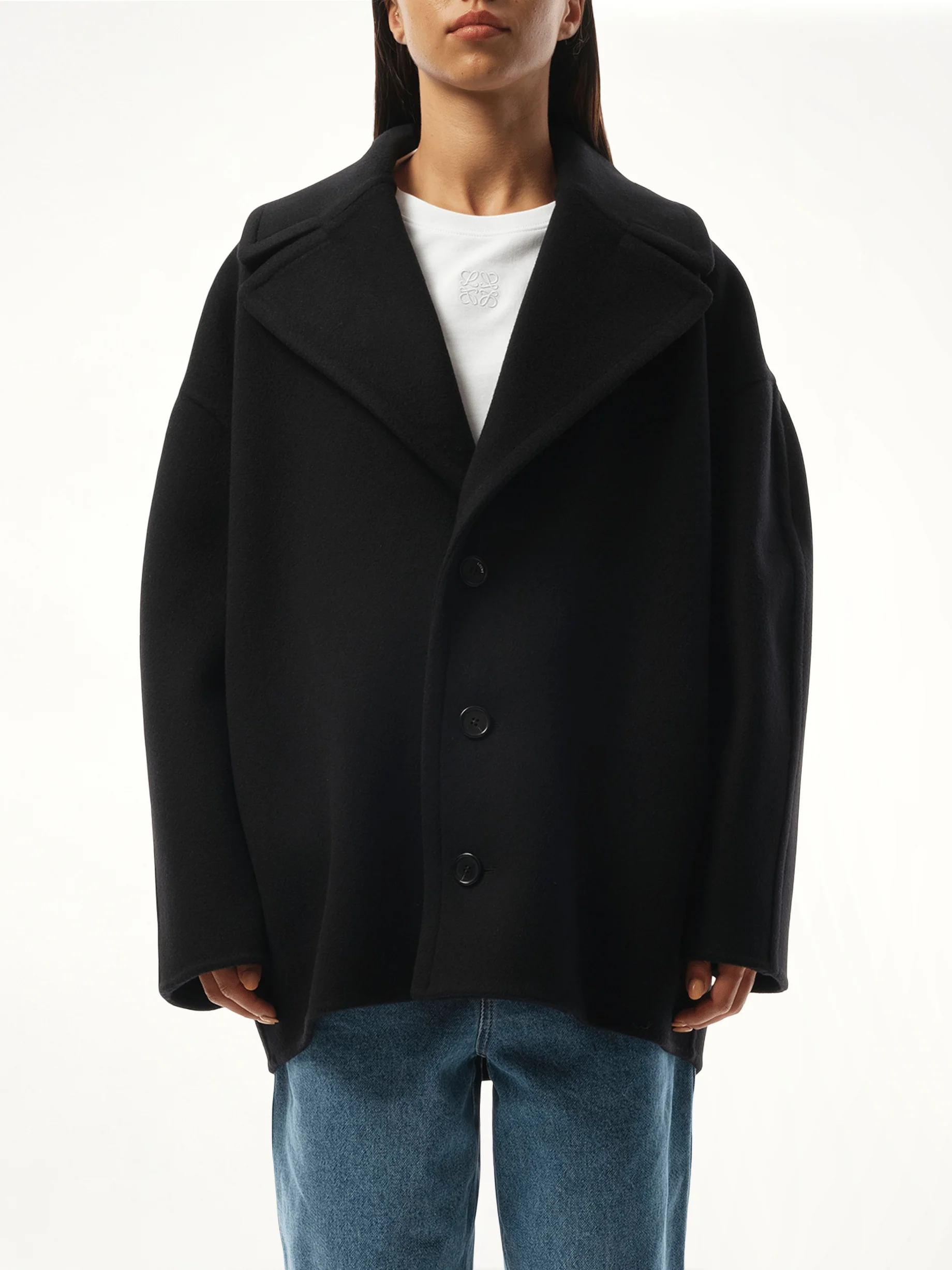 Single Breasted Short Coat in Black