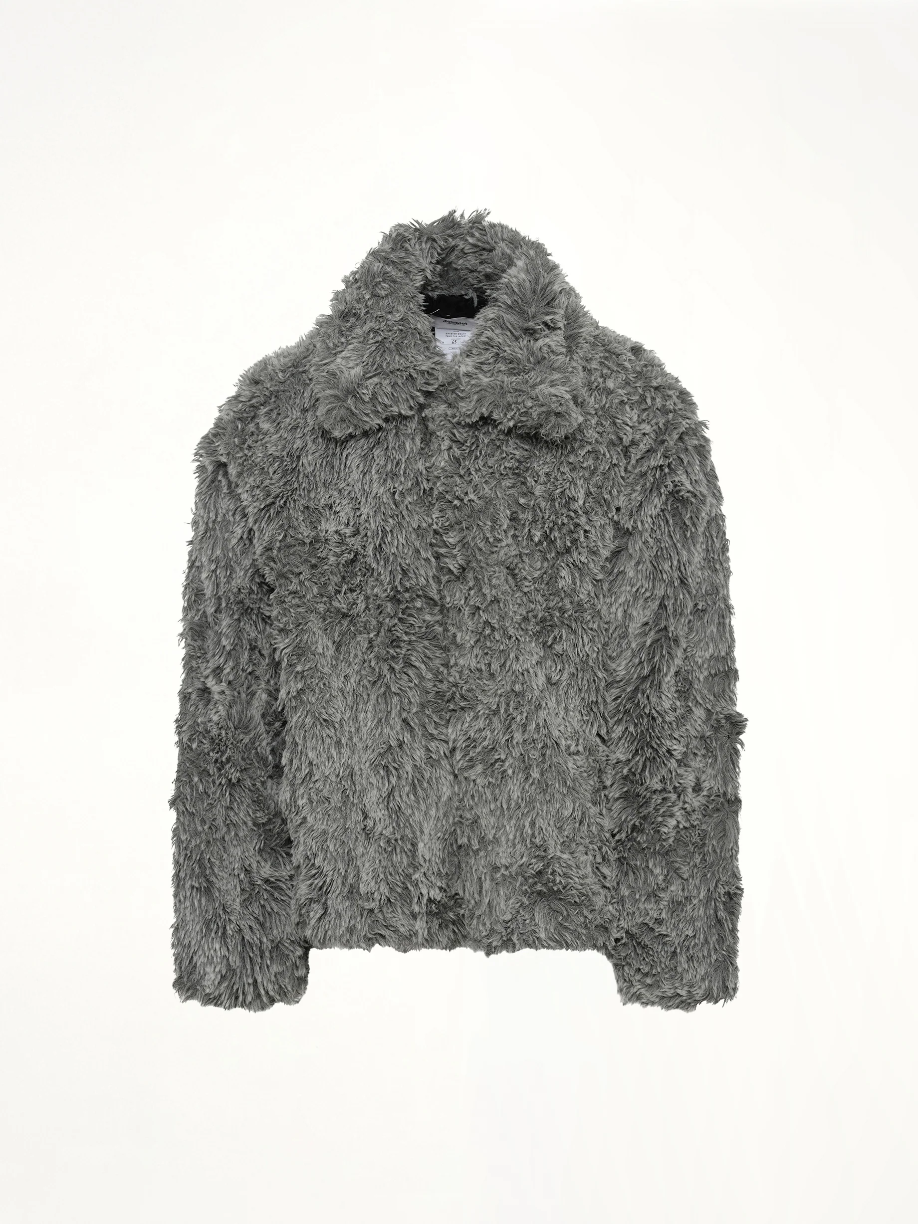 Sinister Mouth Faux Fur Jacket in Grey - Image 2