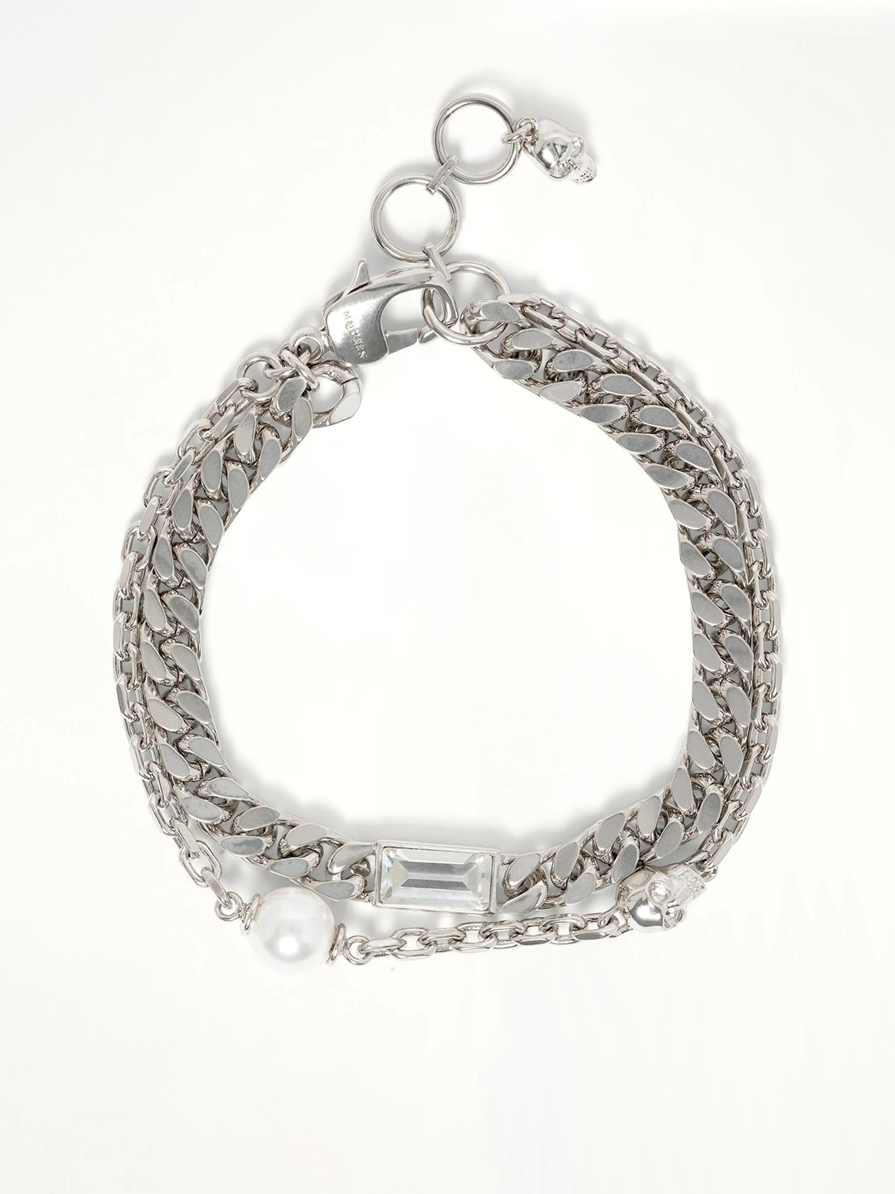 Skull & Pearl Bracelet in Silver - Image 2